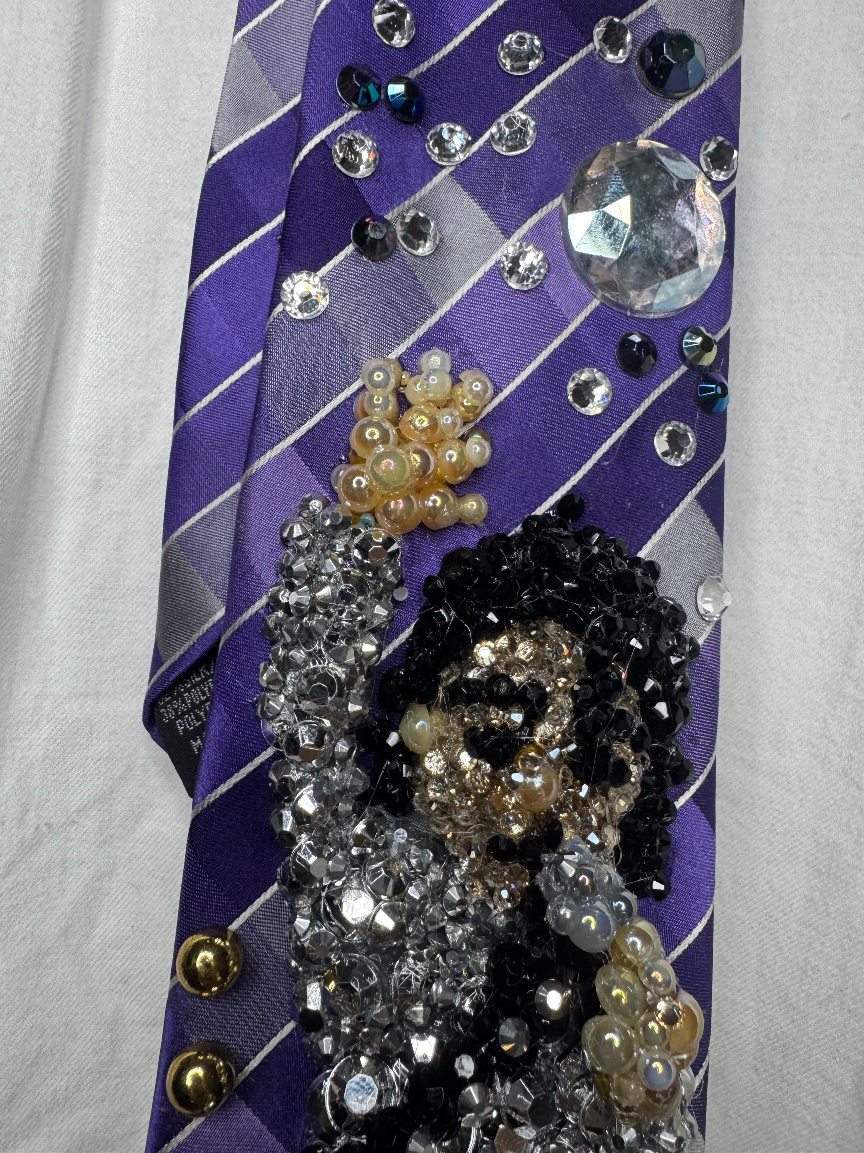 Purple Michael Jackson Hand to Sky Pose Human Nature Bad Tour Wembly Concert 1979 Tie