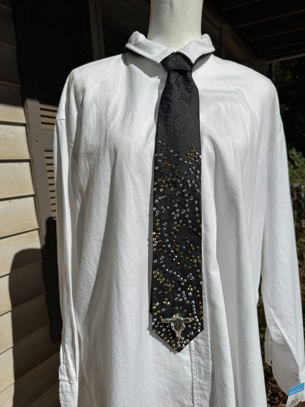 Black Paisley Silver Longhorn Western High Class Royalty Tie