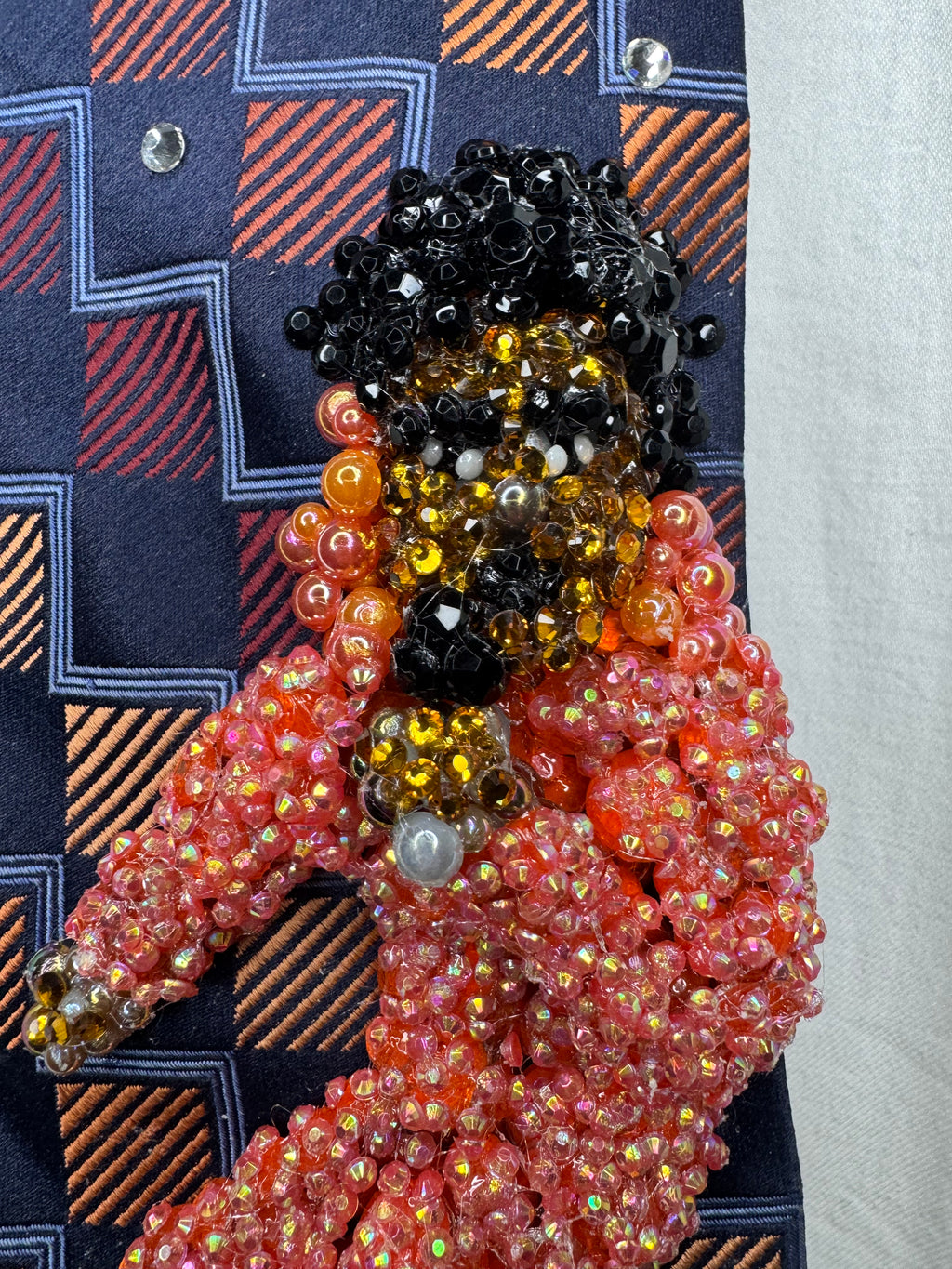 Navy Blue and Orange Michael Jackson in the Air in Peach Space Jumpsuit Singing Workin Day n Night on Victory Tour 1984 Tie