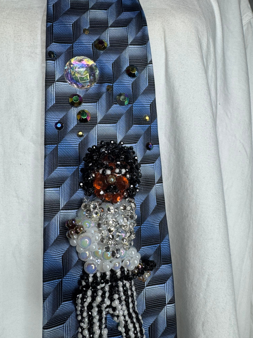 Navy Blue Michael Jackson Dancing in Striped Pants Victory Tour 1984 Tie