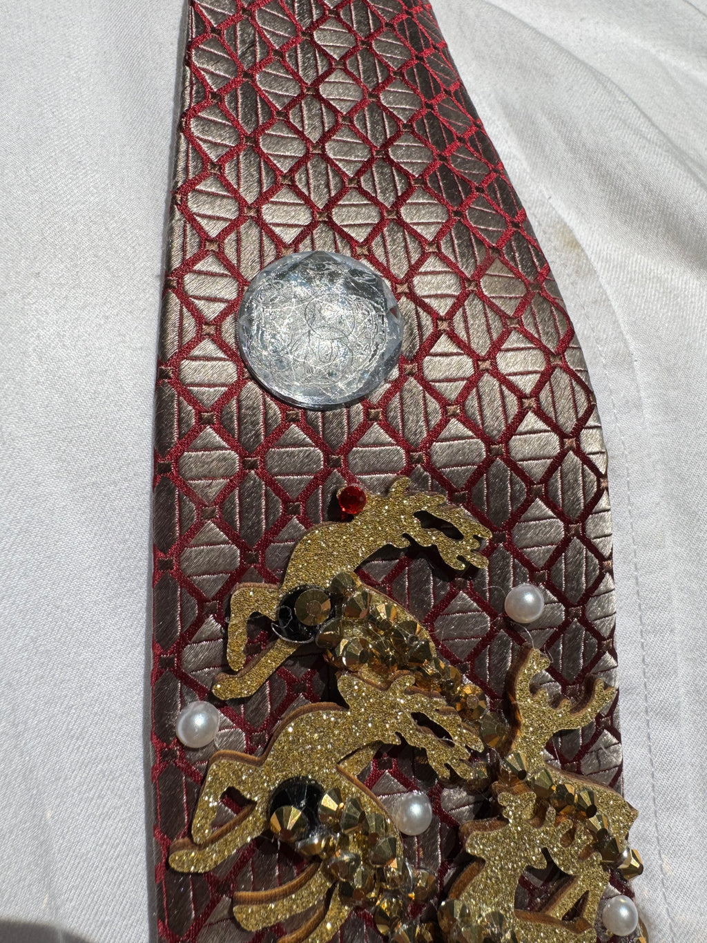 Grey and Red Nutcracker Gaurds In Winterland Christmas Tie