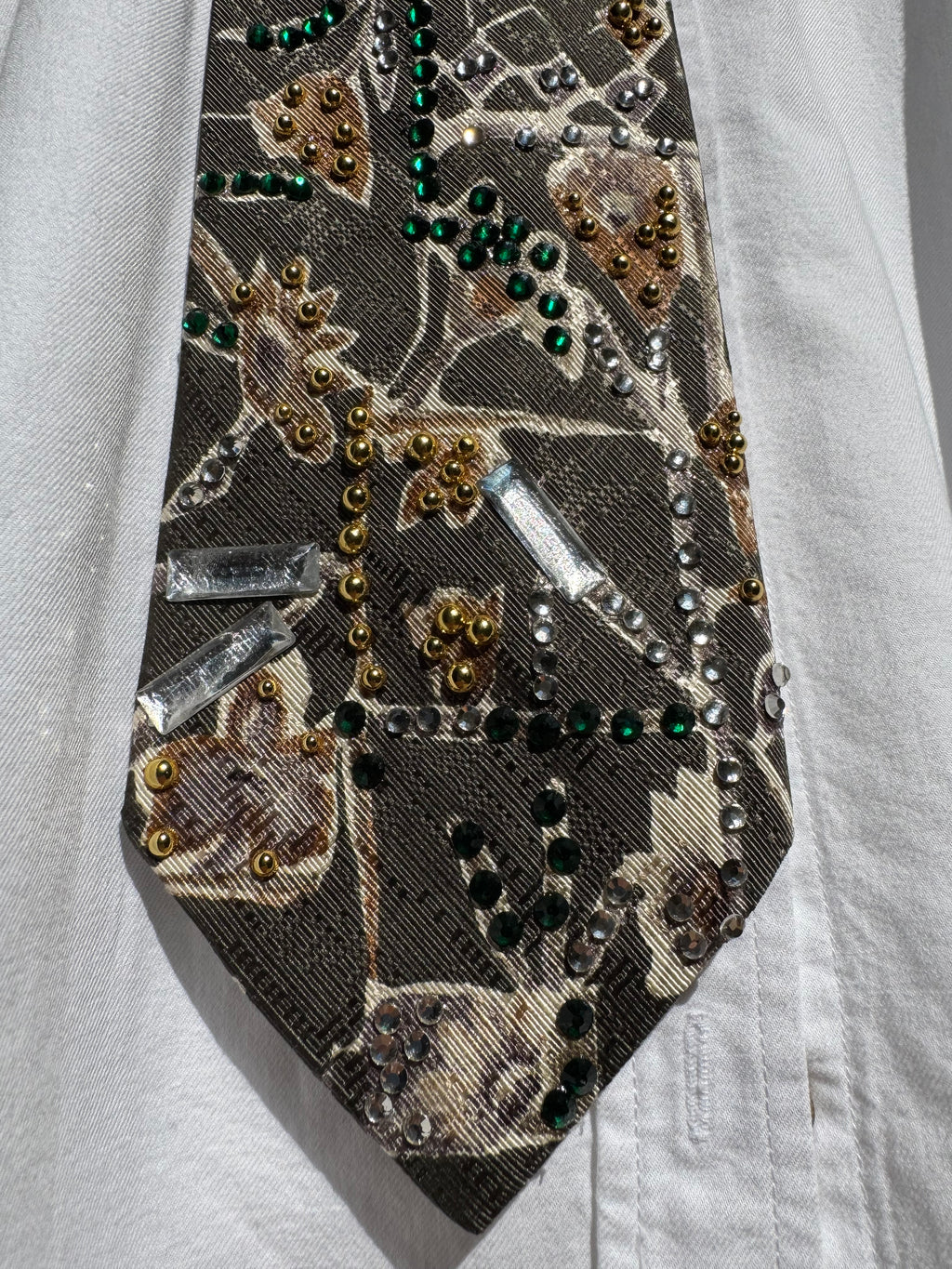 Olive Green Floral Print Nature Royalty Tie