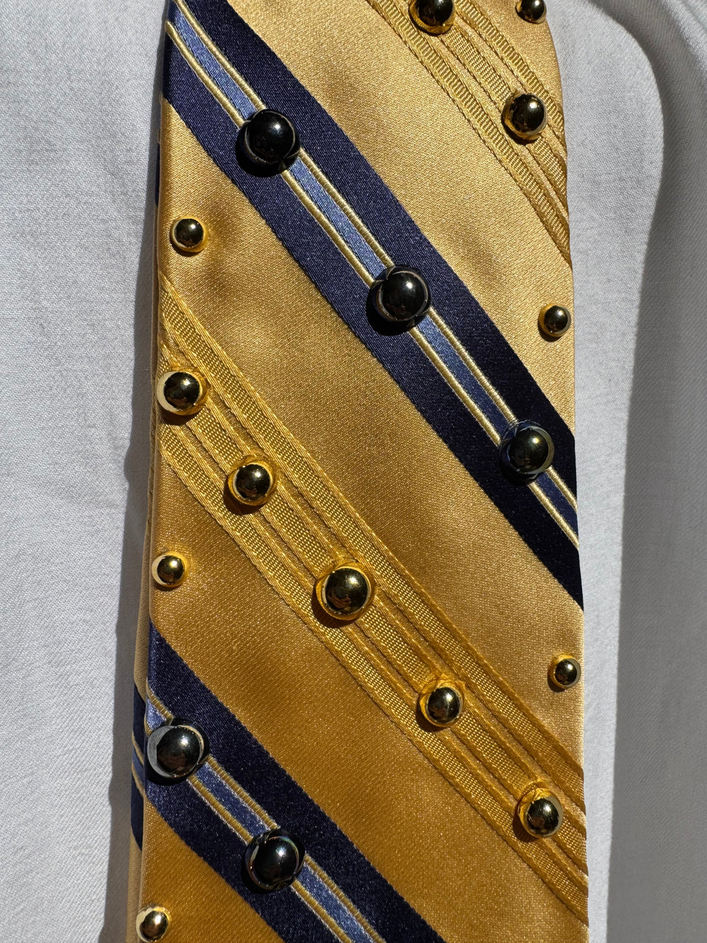 Yellow Striped Anchored Royalty Nautical Tie
