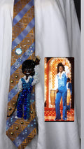 Orange and Blue Teen Michael Jackson in Two Tone Blue Outfit Performing on Tv Jacksons Era Tie