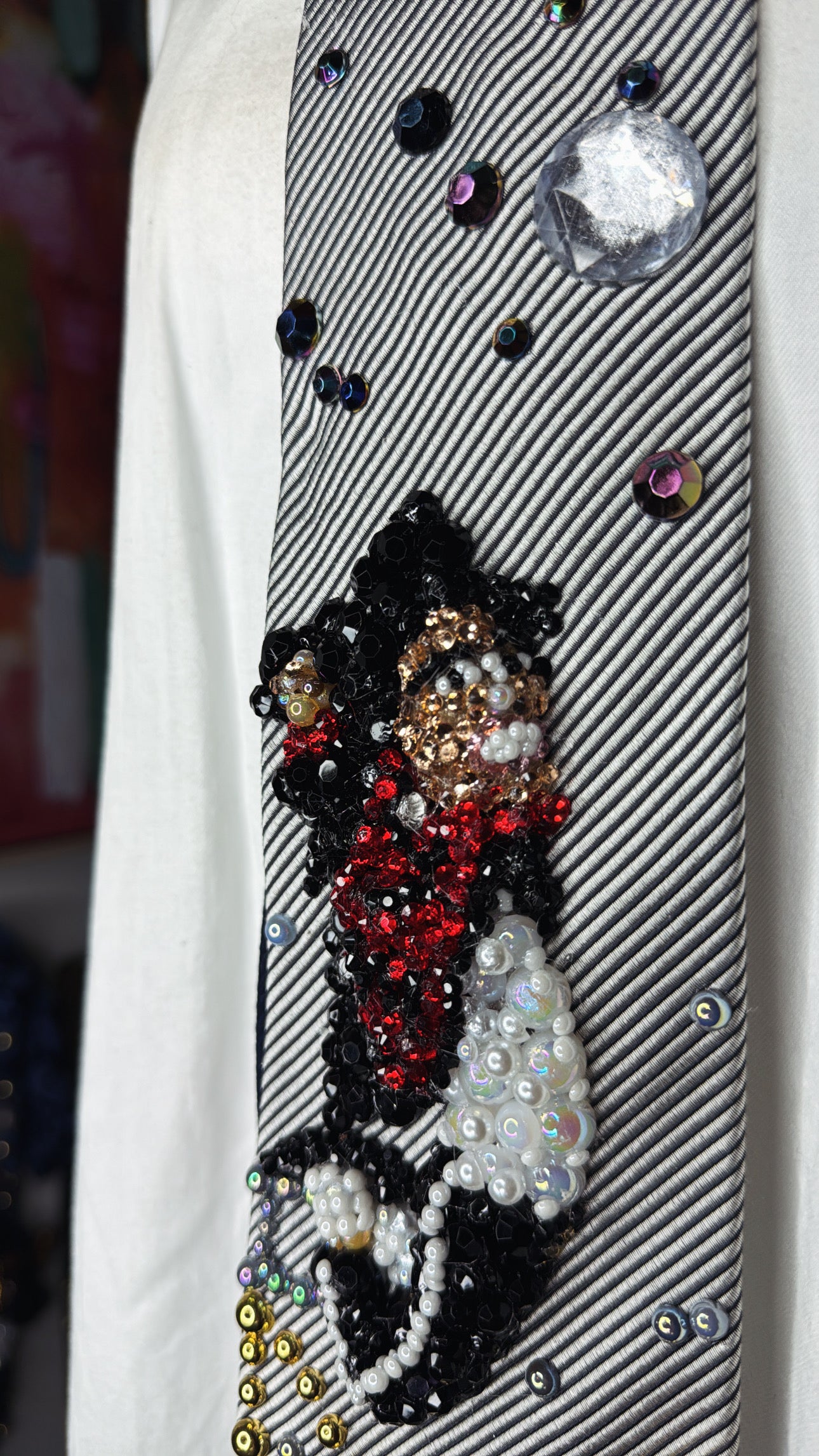 Grey Michael Jackson Hanging Off Moving Platform To Beat It For Bad Tour Wembly Concert 1988 Tie