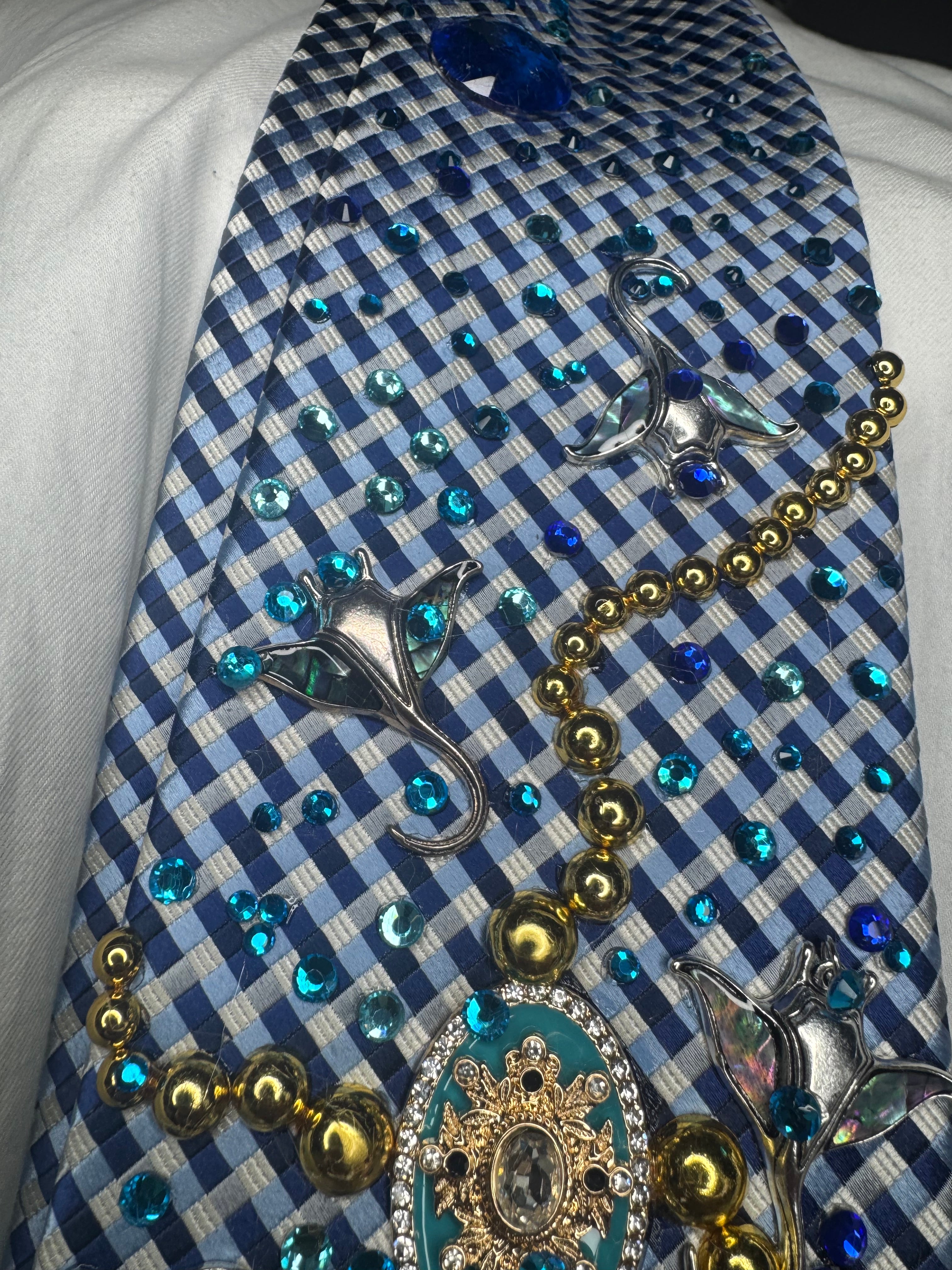 Light Blue Tropical Treasure Box Of Stingrays Royalty Tie