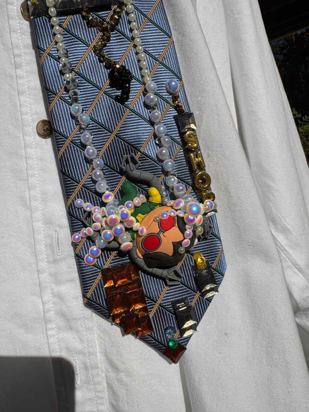 Sky Blue Spiderman Defeating Doctor Octopus Over Crane Spiderman Tie