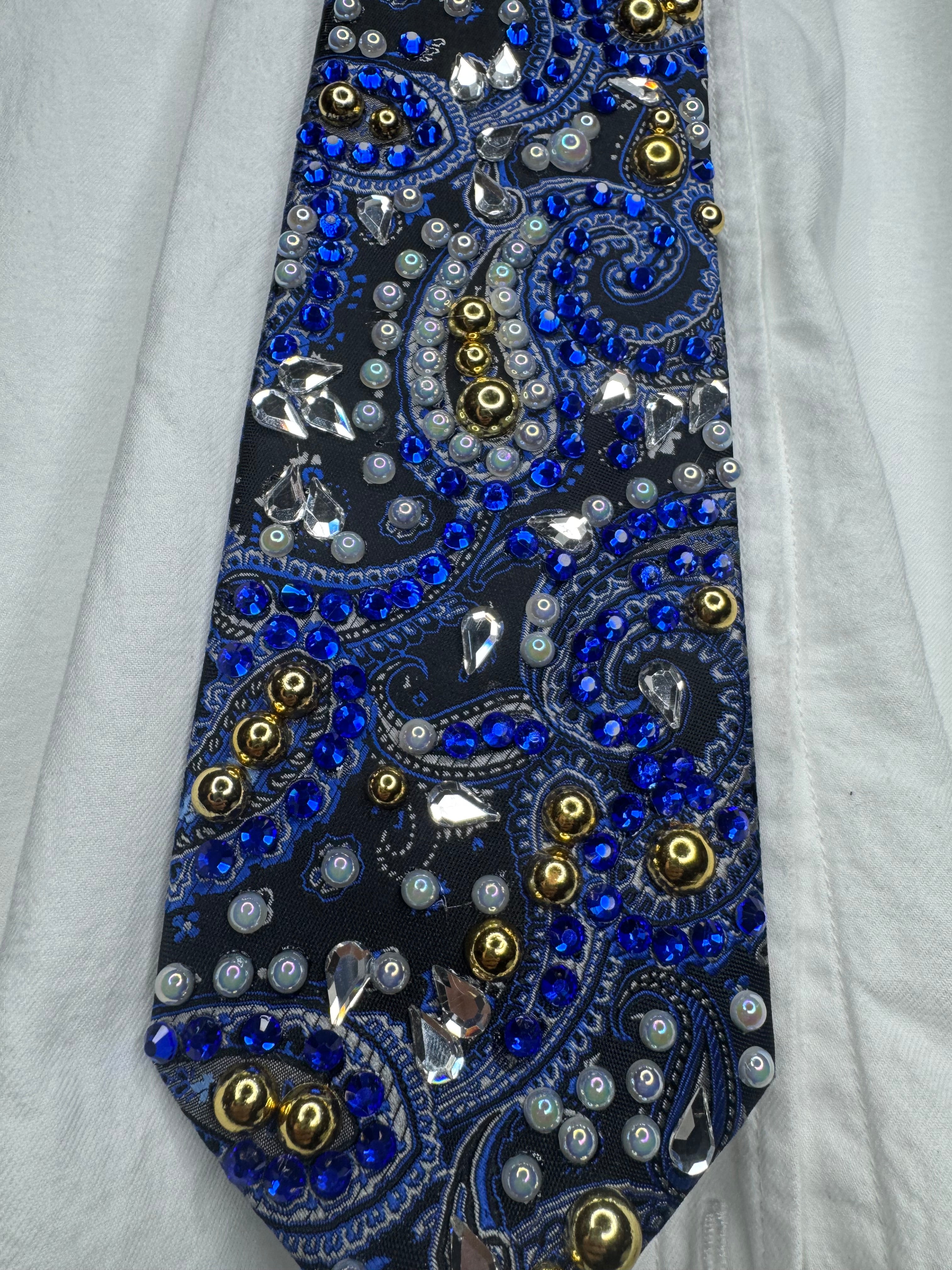 Black and Royal Blue Paisley Royalty Tie
