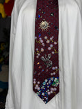 Burgundy Silver Phoenix Cherry Blossoms Nature Royalty Tie