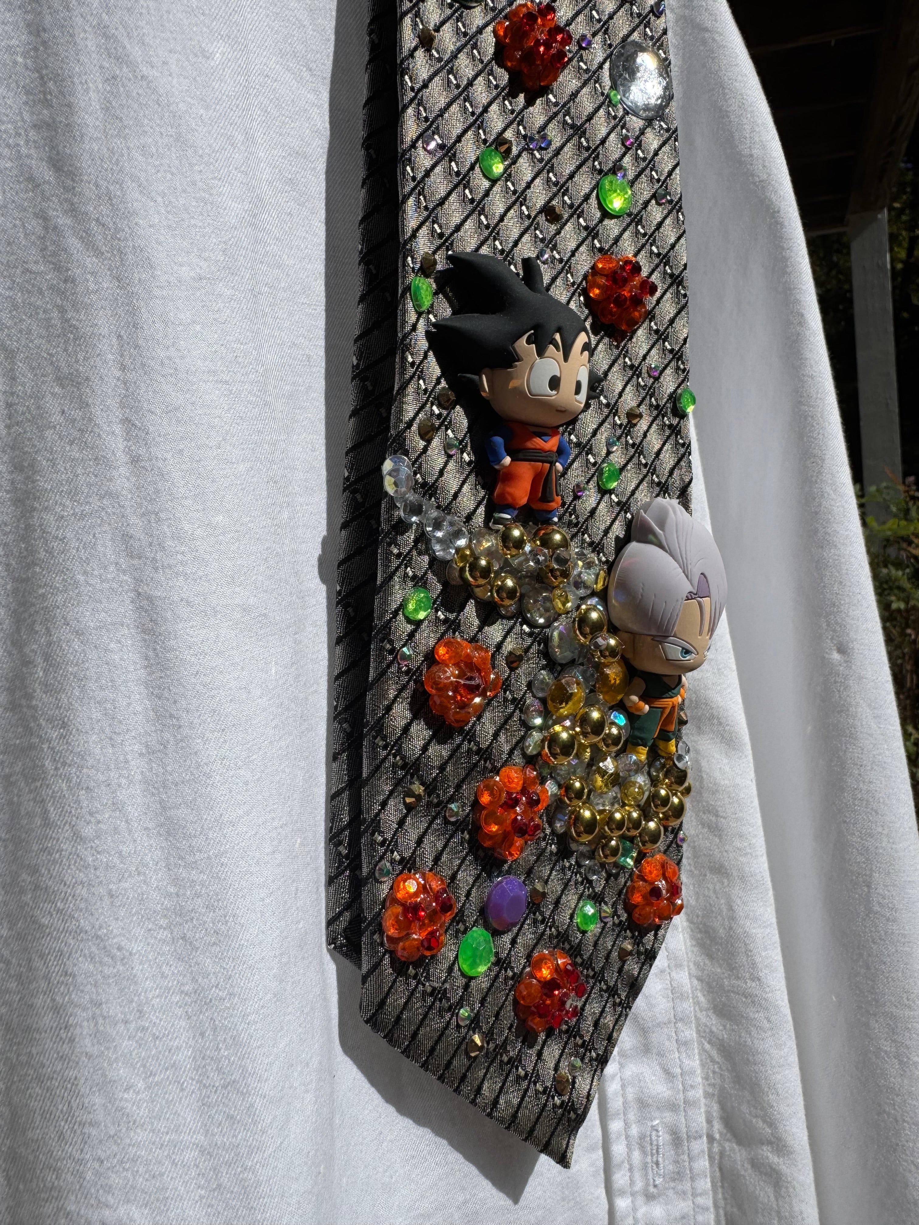Grey Gohan and Trunkz Near All 7 Dragon Balls DBZ Tie