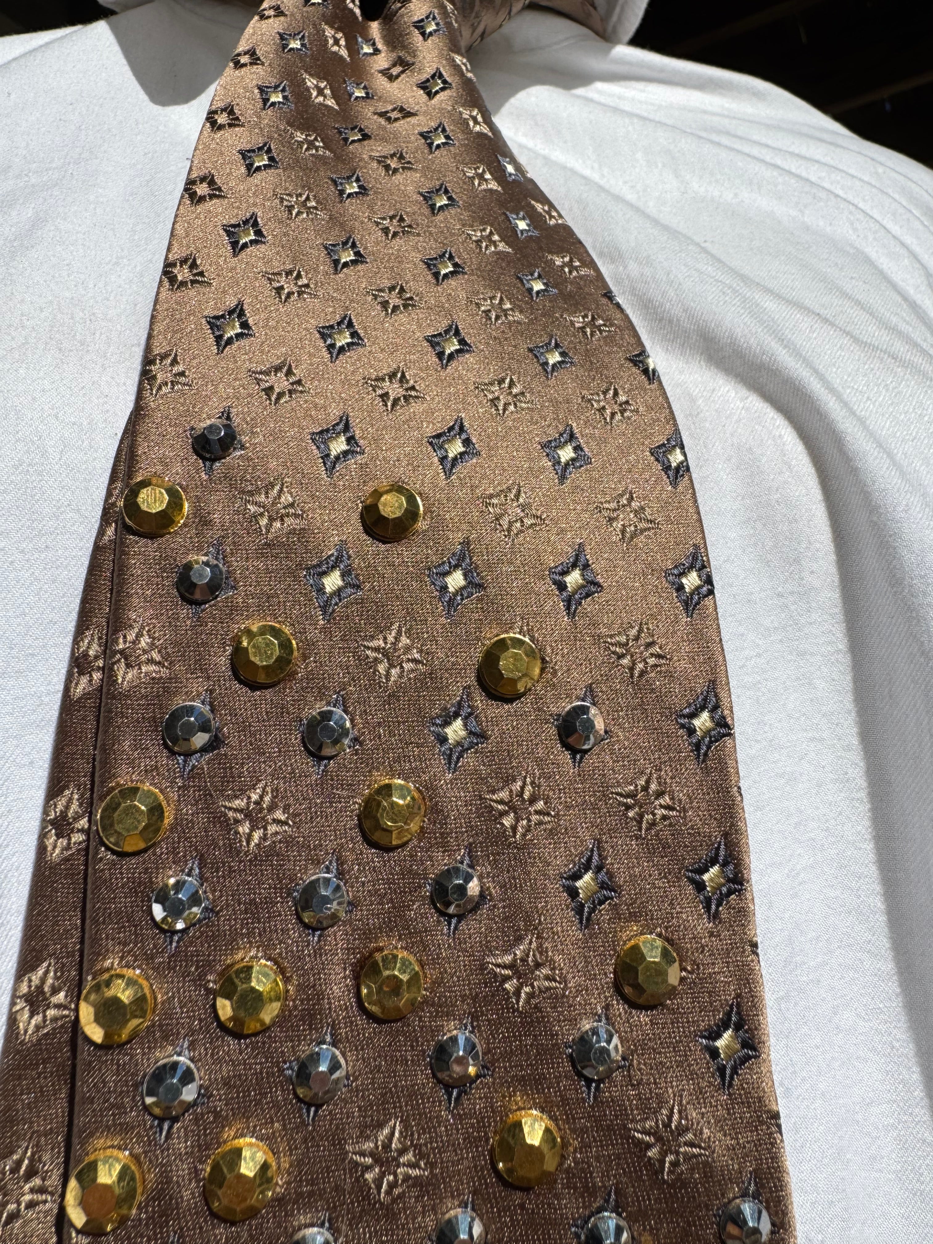 Brown Gold and Silver Jaguar Royalty Nature Tie