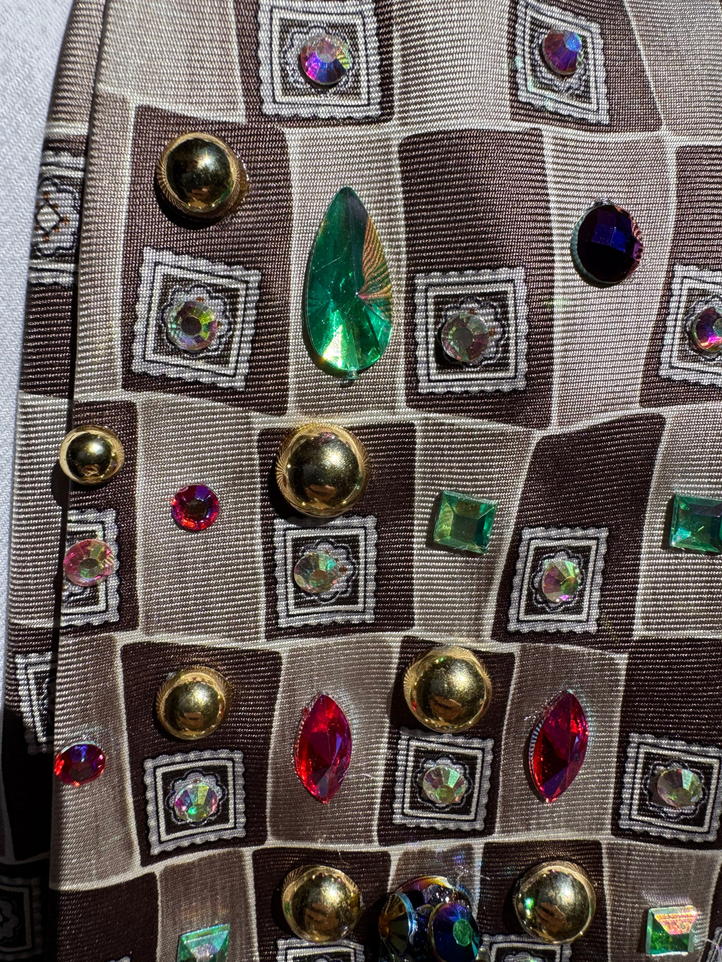 Grey Checkered Iridescent Cross Treasure Box Church Royalty Tie