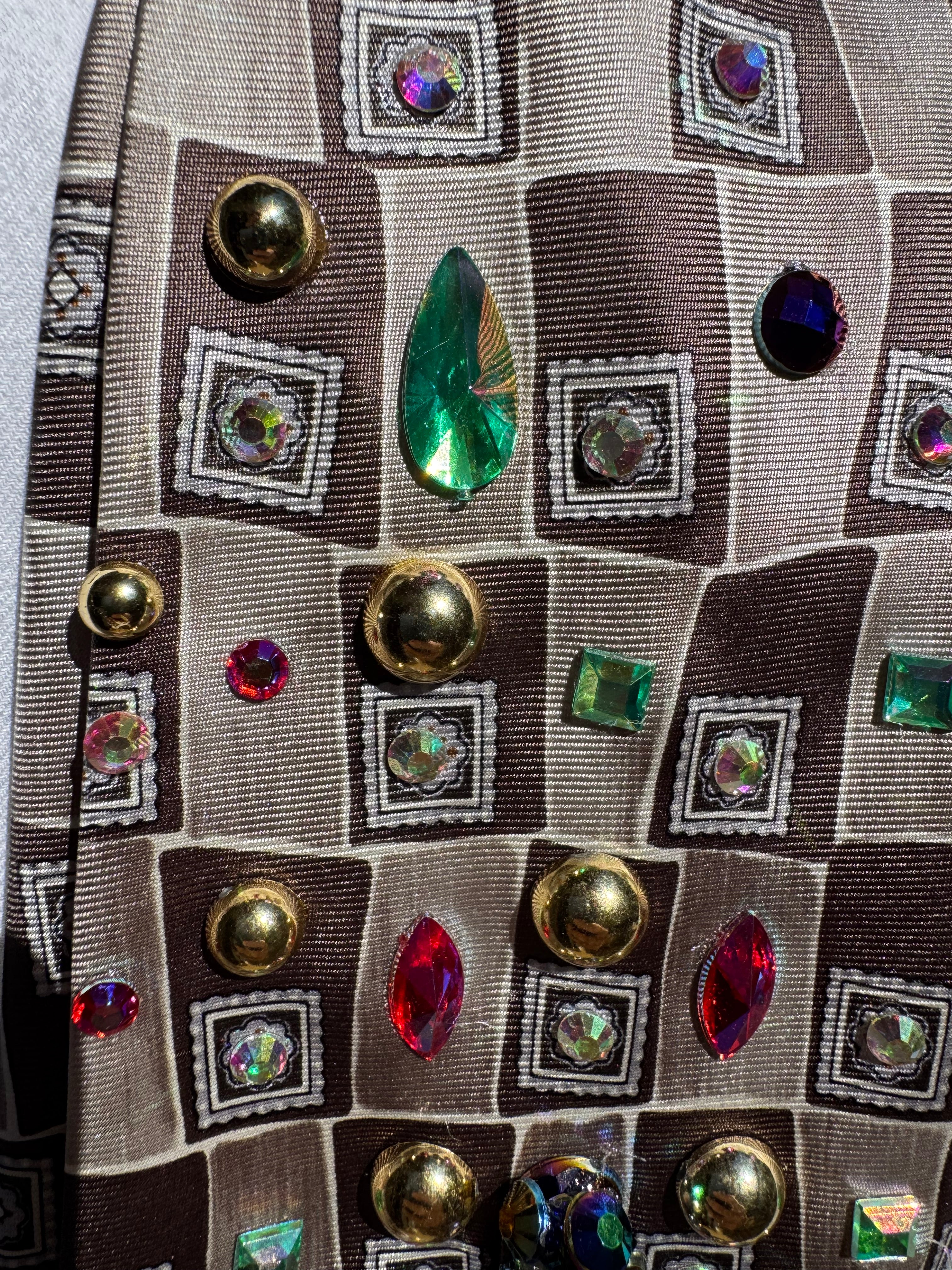 Grey Checkered Iridescent Cross Treasure Box Church Royalty Tie