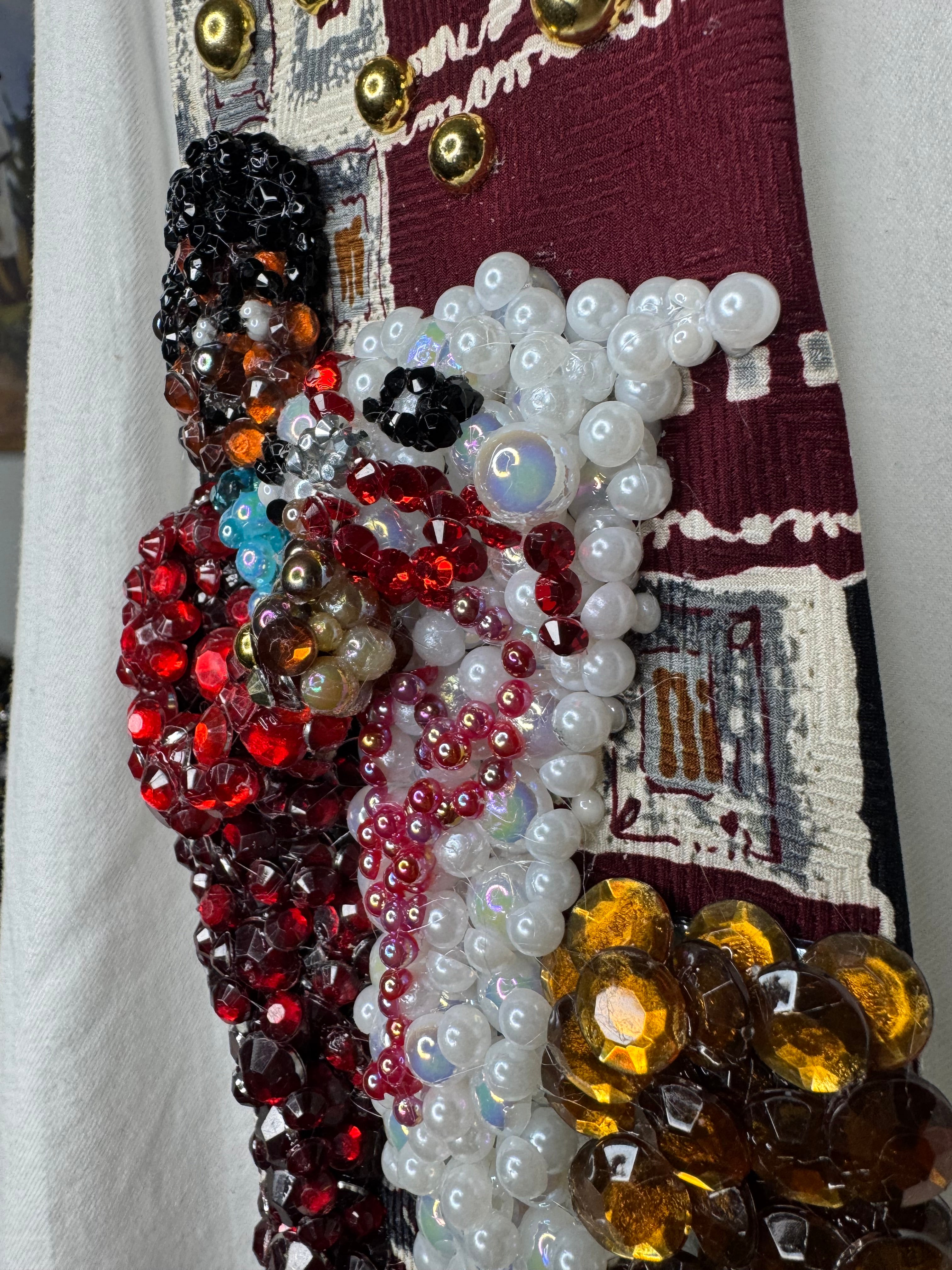 Burgundy and White Michael Jackson With His Exotic Pet Llama Louie Tie