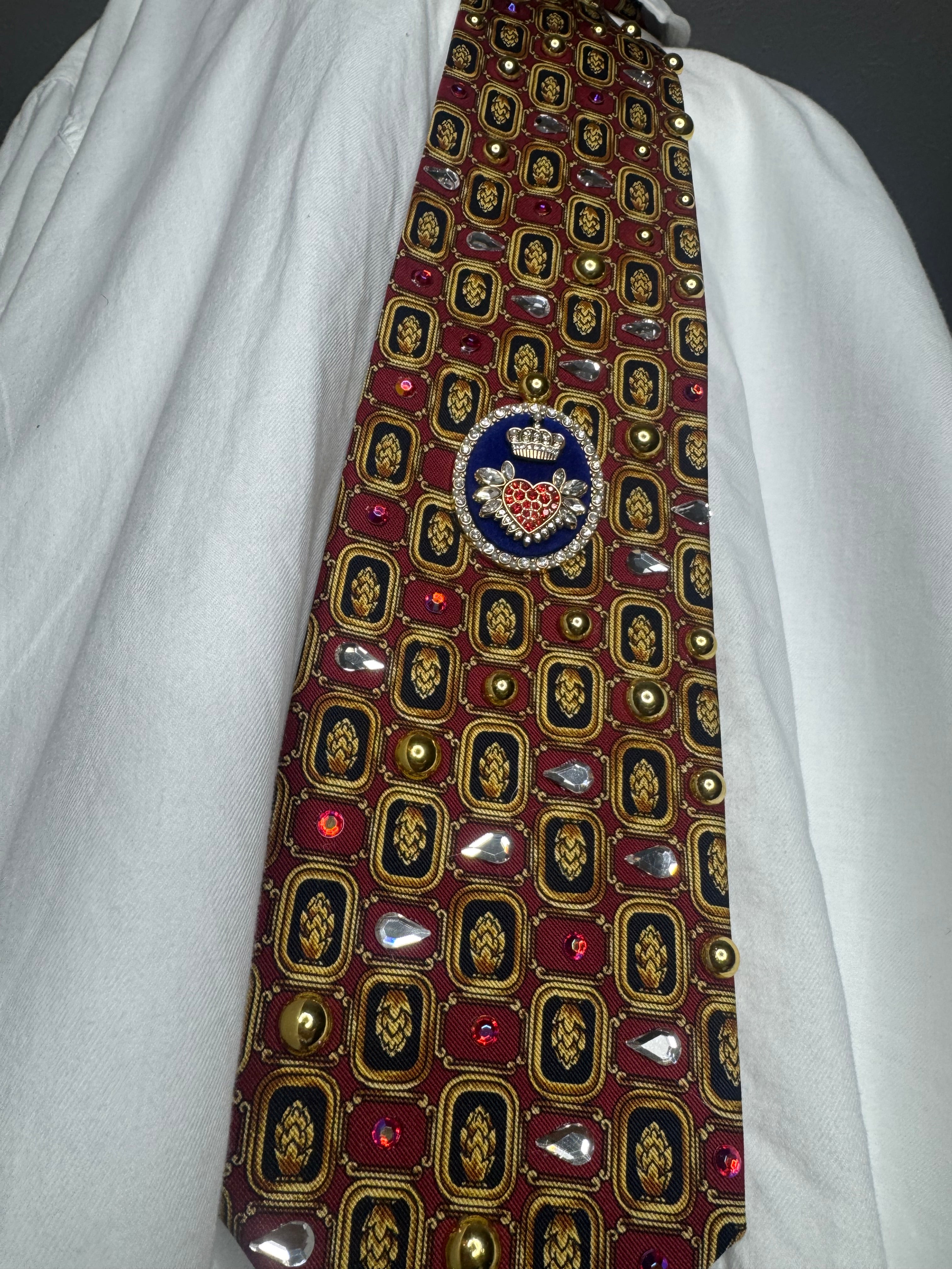 Red Golden Pinecones High Class Royalty Tie