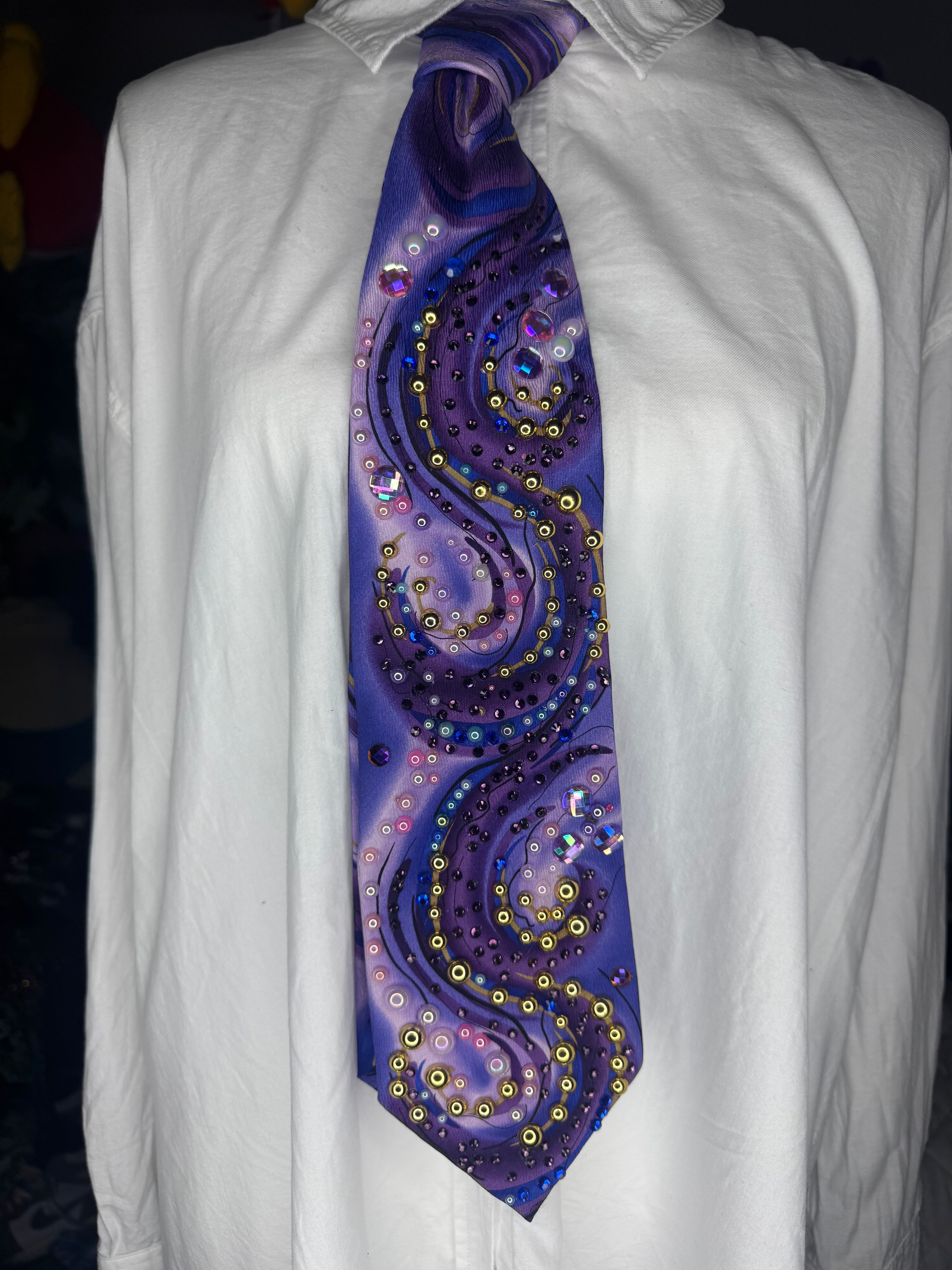 Indigo Purple and Pink Hypnotic Swirl Pool Royalty Tie