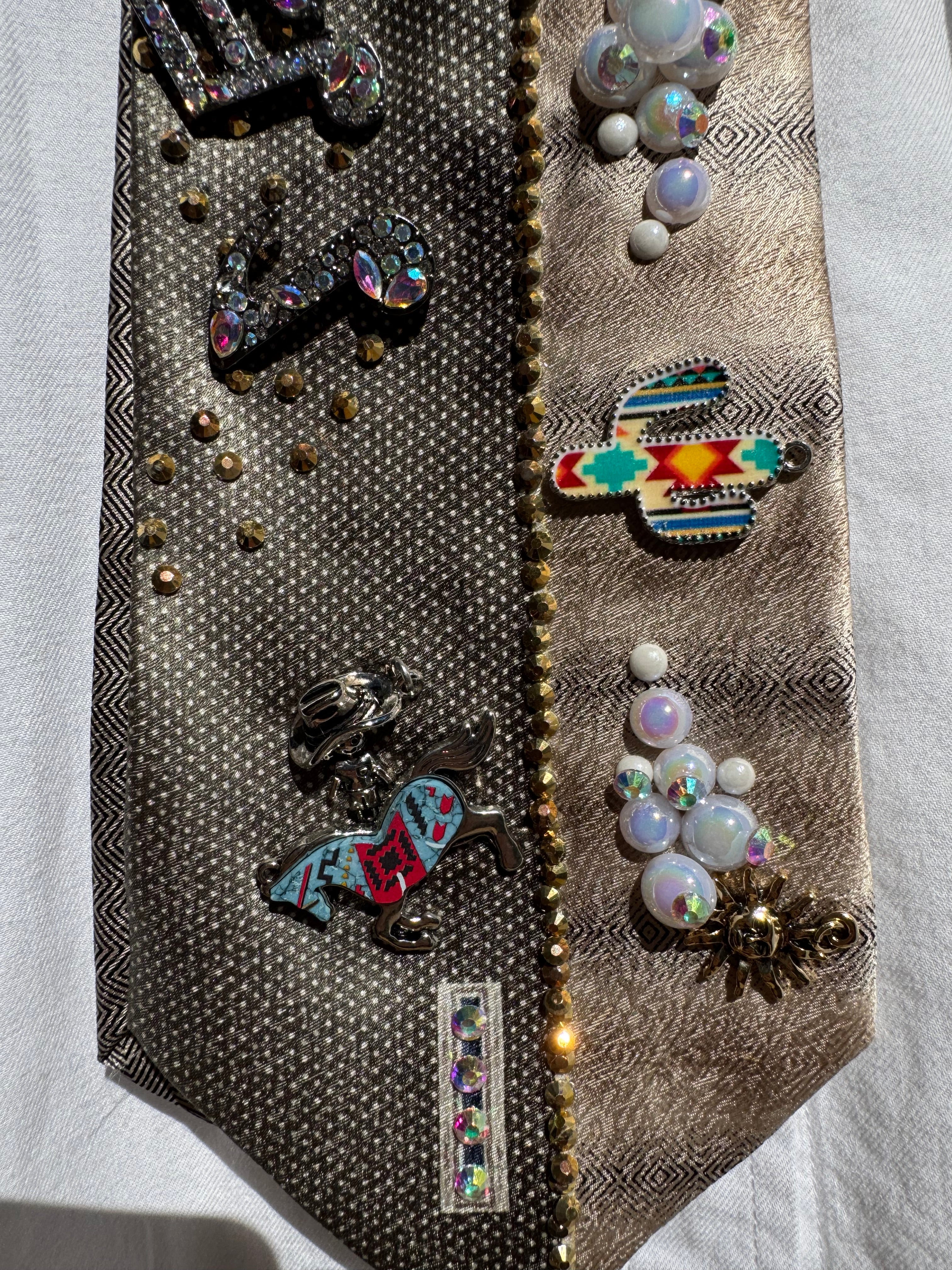 Light and Dark Beige Split Cowboy Western Royalty Tie