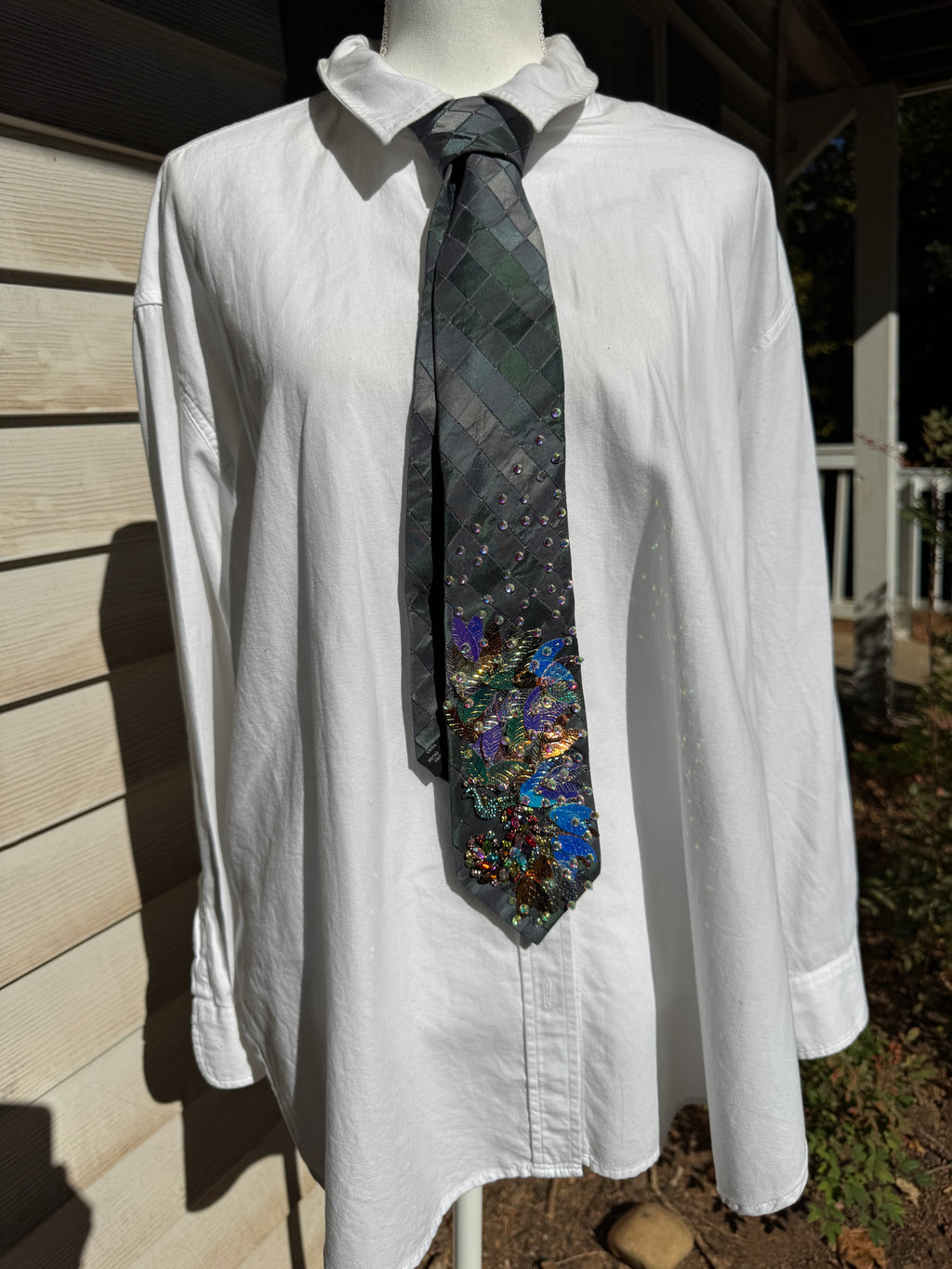 Dark Green Iridescent Feathered Peacock Royalty Nature Tie