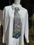 Grey and White Heavenly Cross Dove Fountain High Class Royalty Church Tie