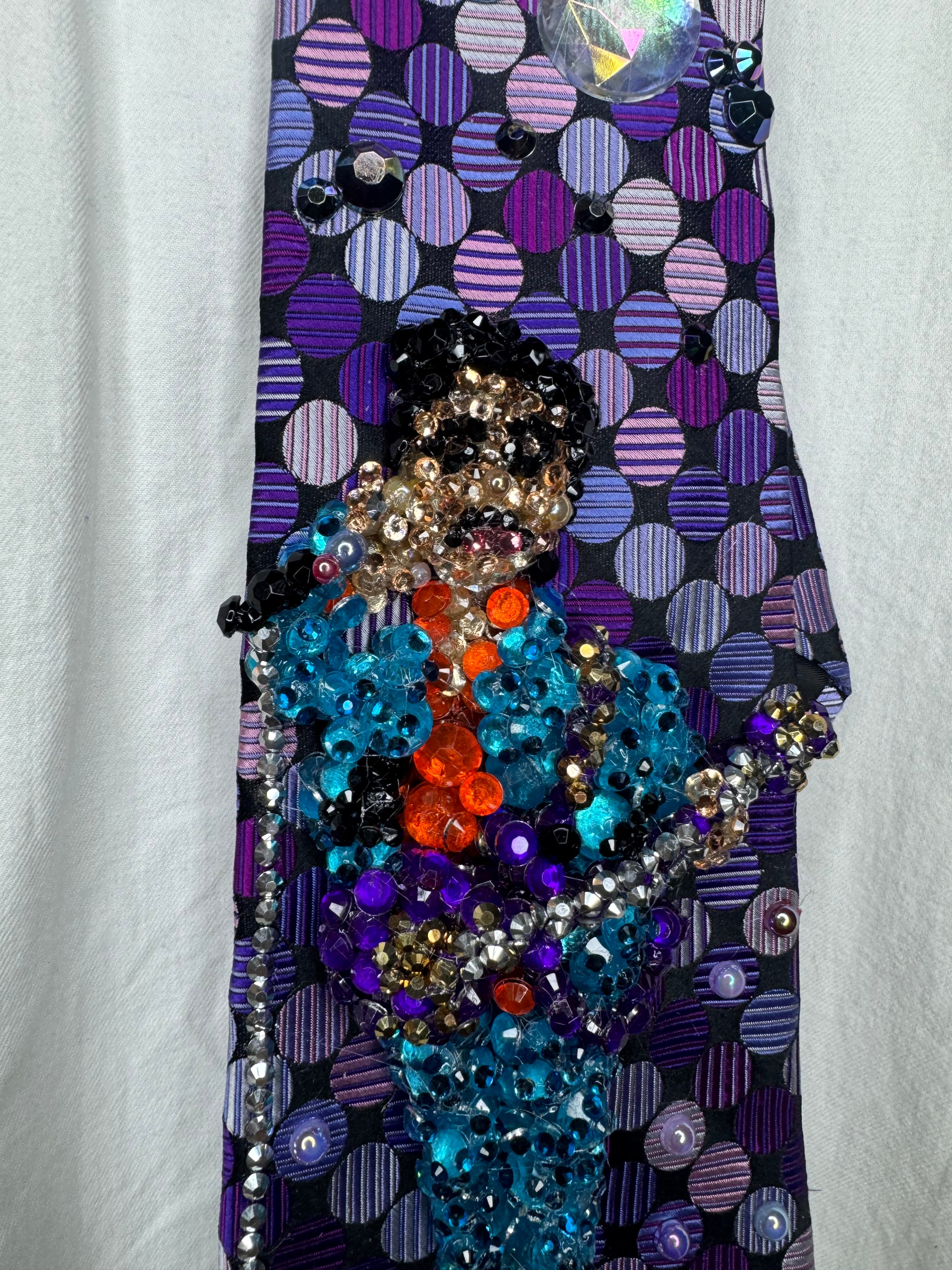 Purple Polkadot Prince With Hand to Ear Performing Purple Rain in the Rain for Superbowl XLI 2007 Tie