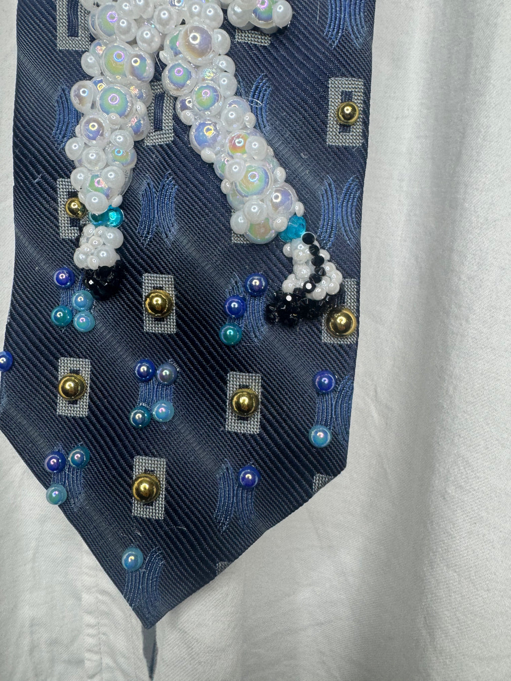 Navy Blue Michael Jackson About to Hit Fred Astaire Moves In Smooth Criminal Music Video Tie