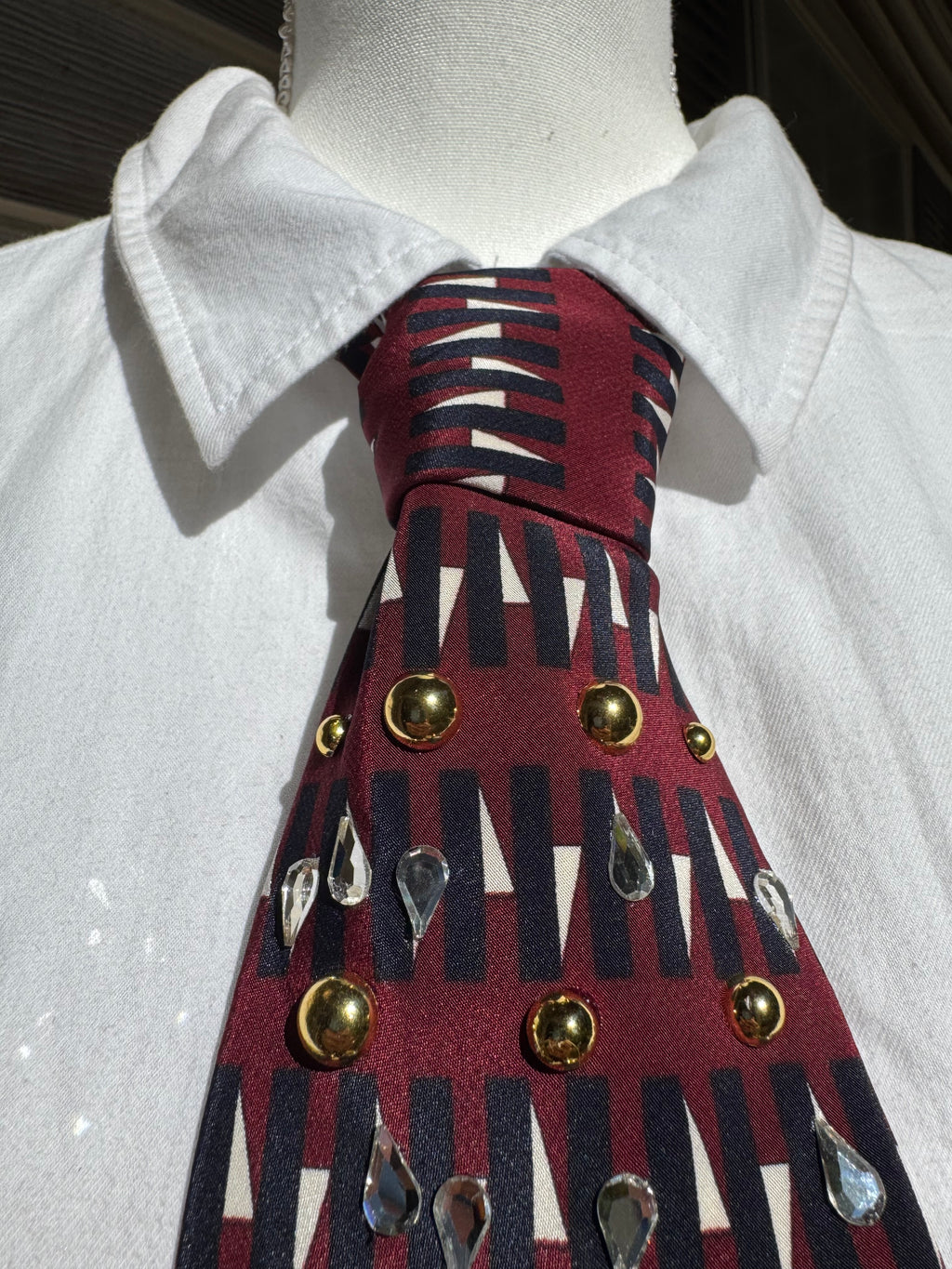 Burgundy Mini Sailor Ships Anchored Nautical Tie
