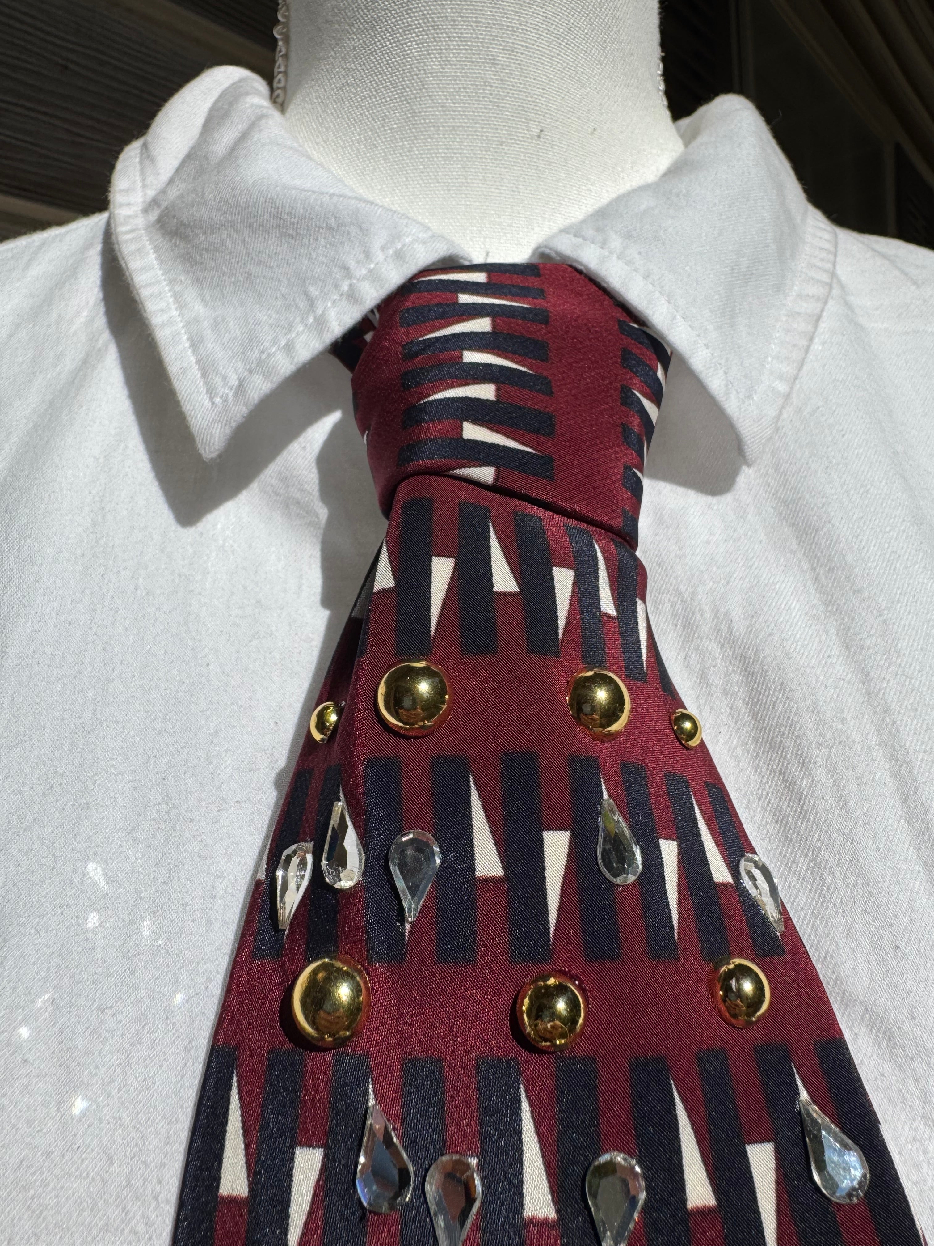 Burgundy Mini Sailor Ships Anchored Nautical Tie