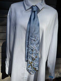 Light Blue Silk Clouds and Airplanes Pilot Tie