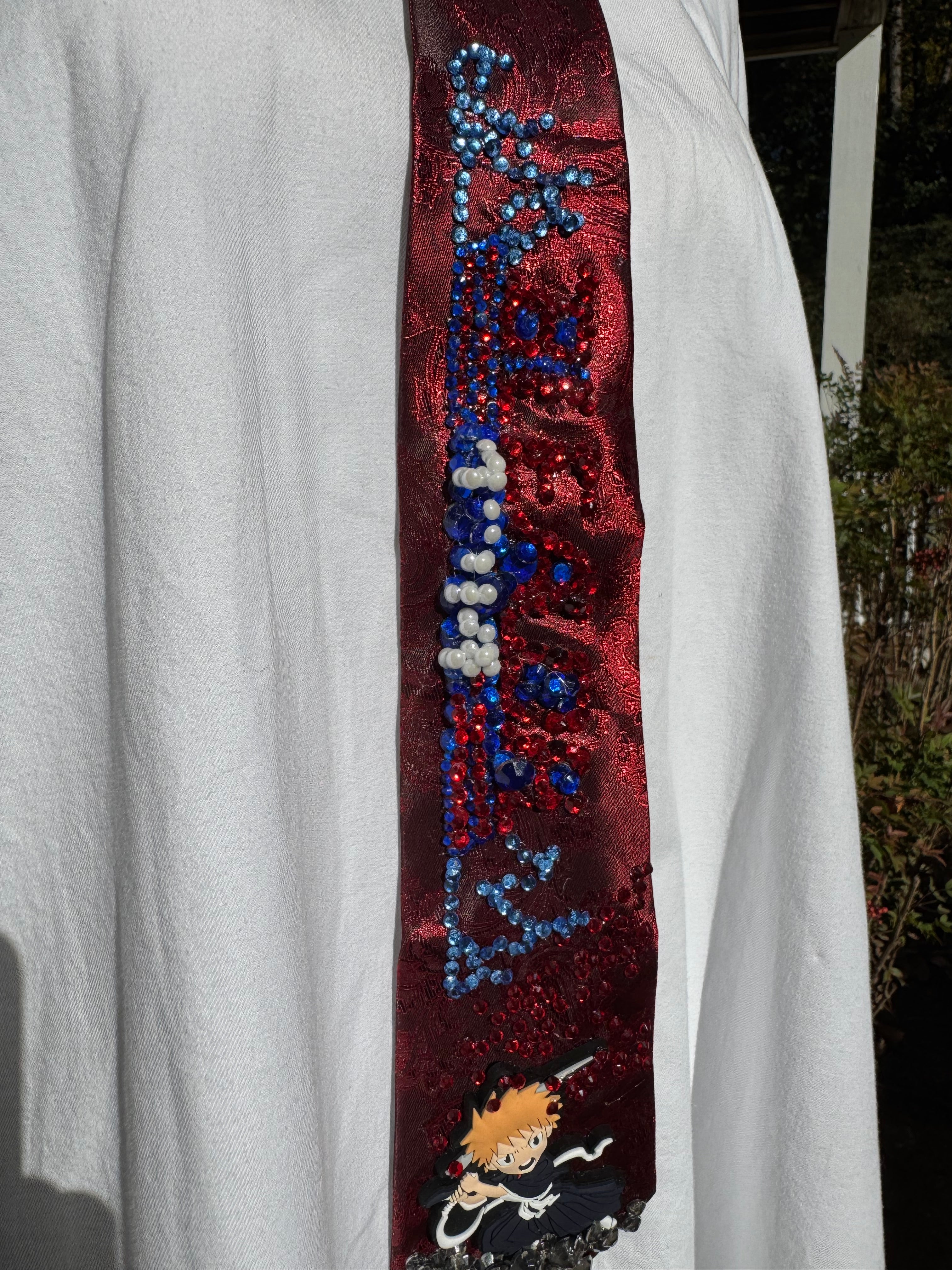 Red Paisley Silk Ichigo Kurosaki Blood Swipe Sword Bleach Anime Tie
