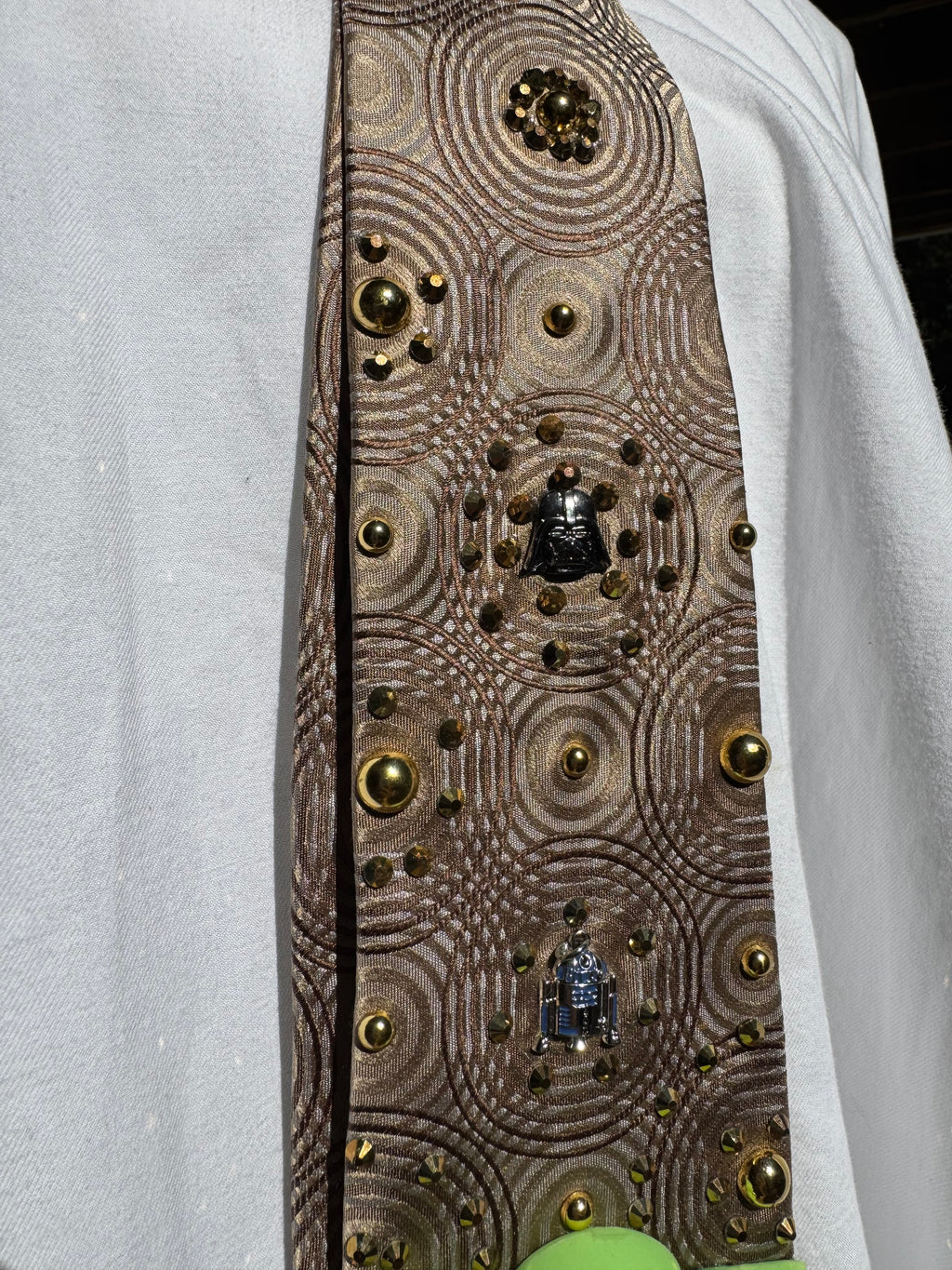 Gold Baby Yoda in Pot Spilling Gold Charmed Star Wars Royalty Tie