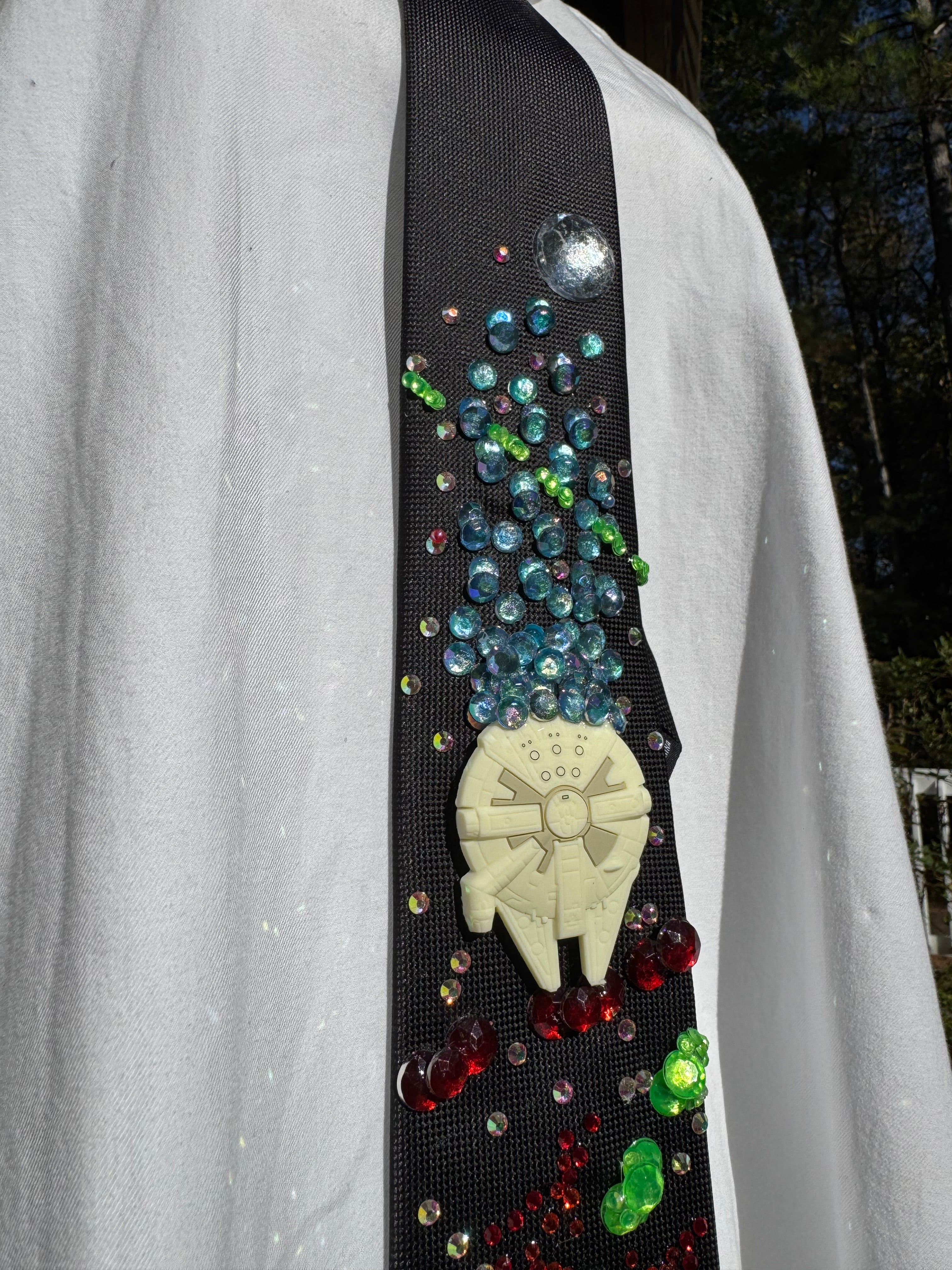 Black Millineium Falcom Flying Through Combat Chaos Star Wars Tie