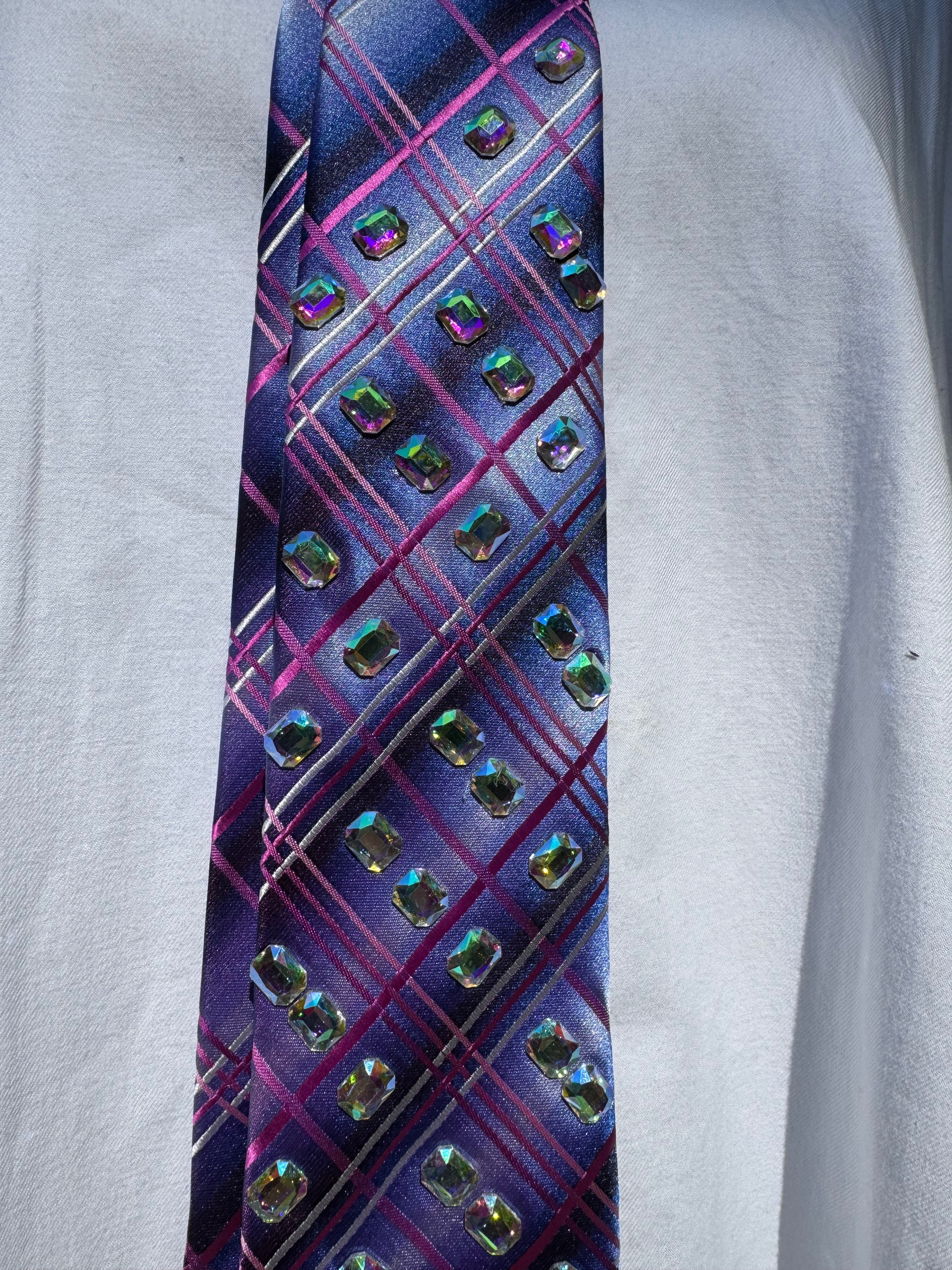 Purple Plaid Iridescent Baguette Royalty Tie