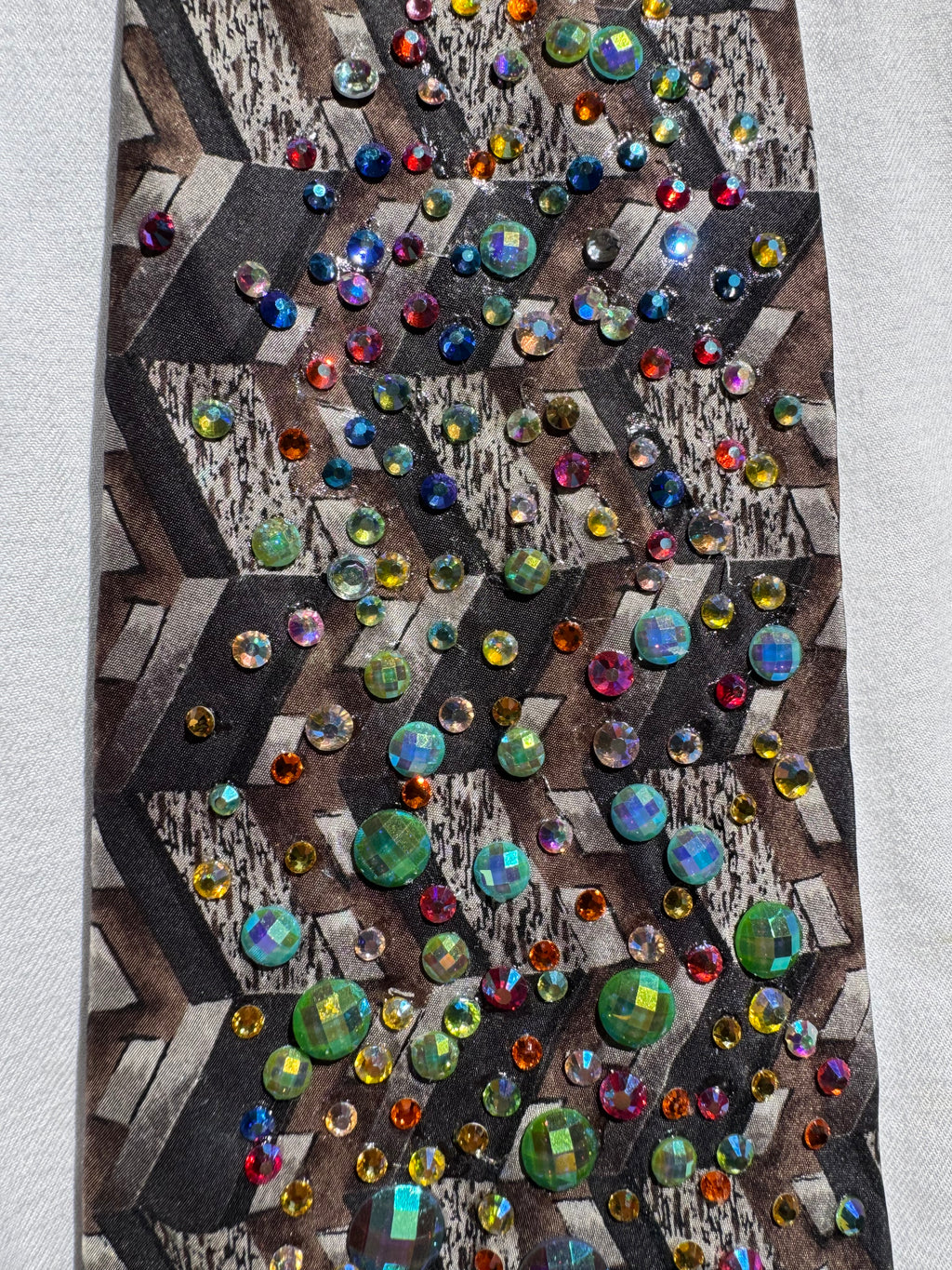 Grey Iridescent Dragon Spitting Rainbow Flames Royalty Tie