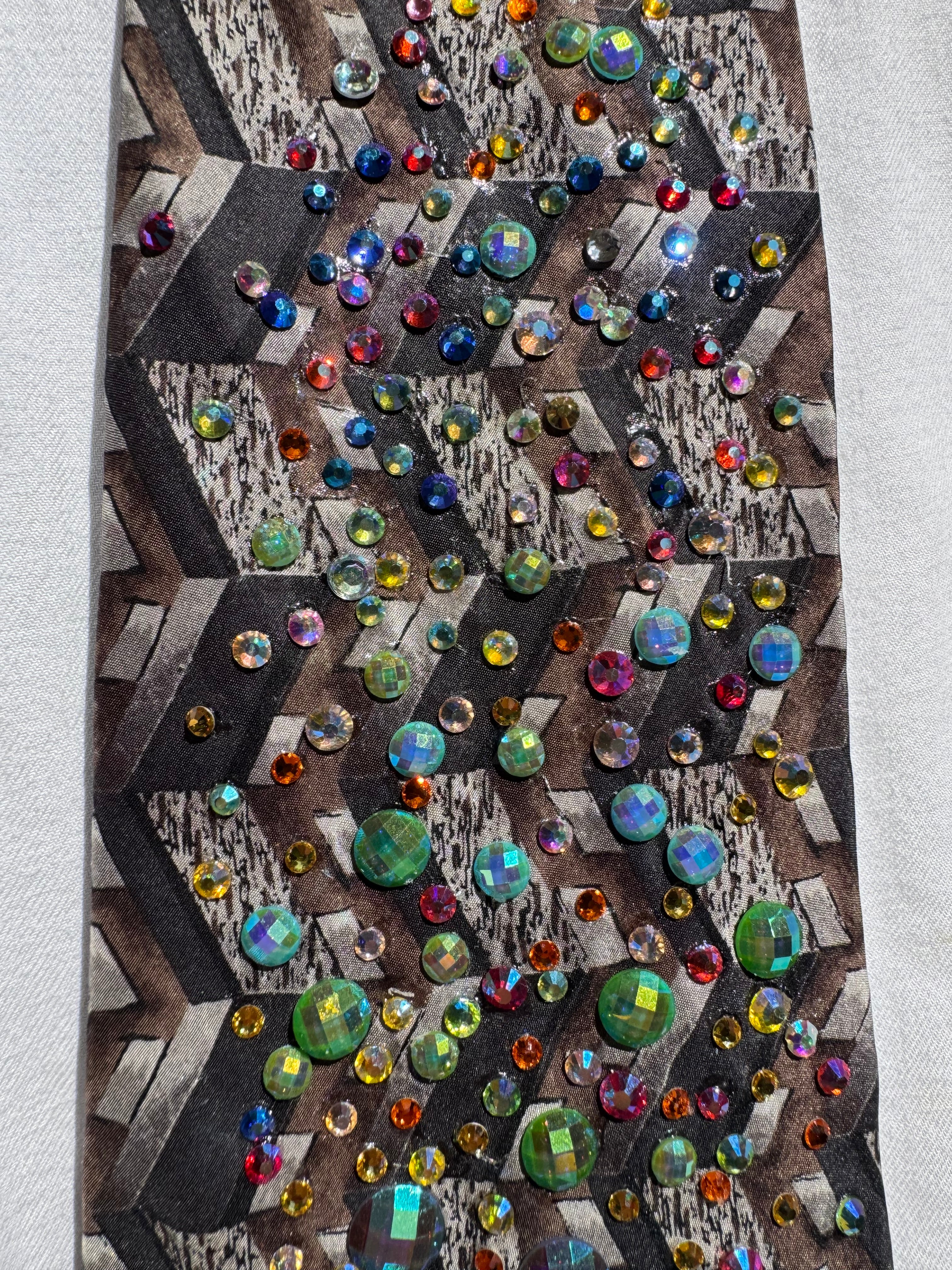Grey Iridescent Dragon Spitting Rainbow Flames Royalty Tie