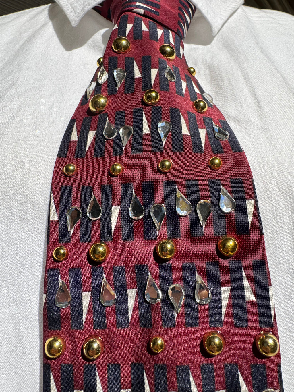 Burgundy Mini Sailor Ships Anchored Nautical Tie