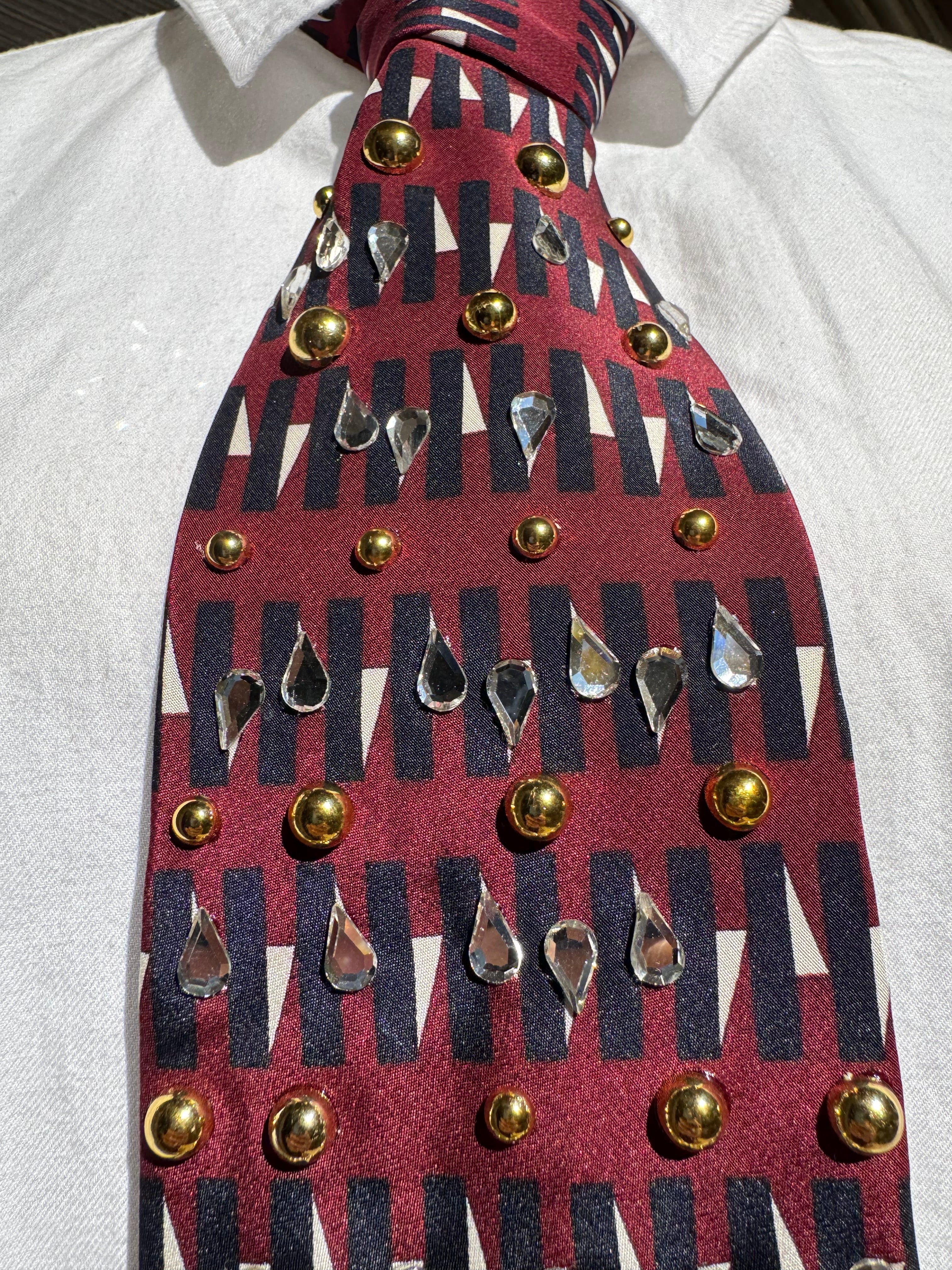 Burgundy Mini Sailor Ships Anchored Nautical Tie