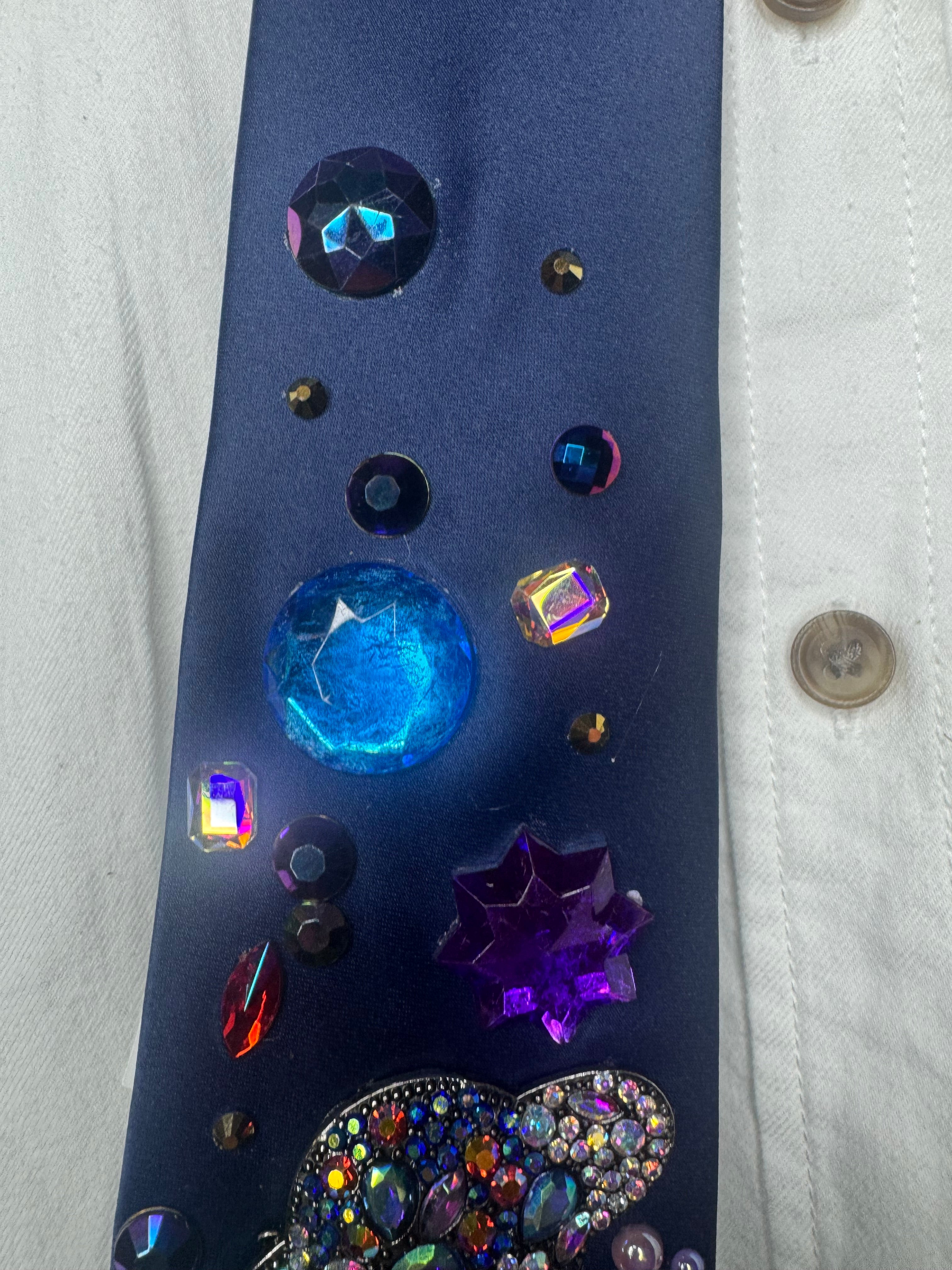 Navy Blue Kirby on Star Leaving Rainbow Stardust Anime Tie