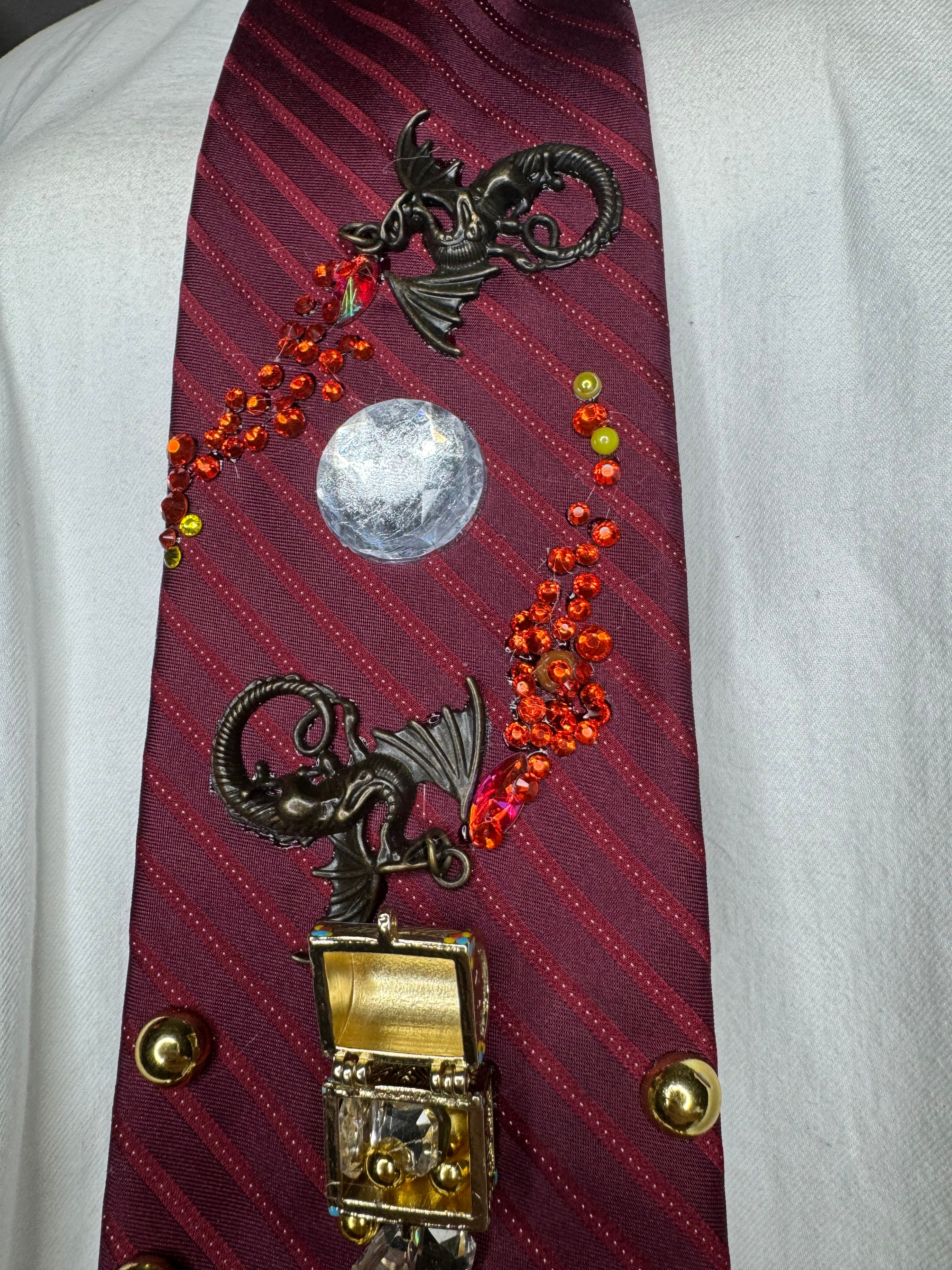 Red Dragons and Hidden Treasure Royalty Tie