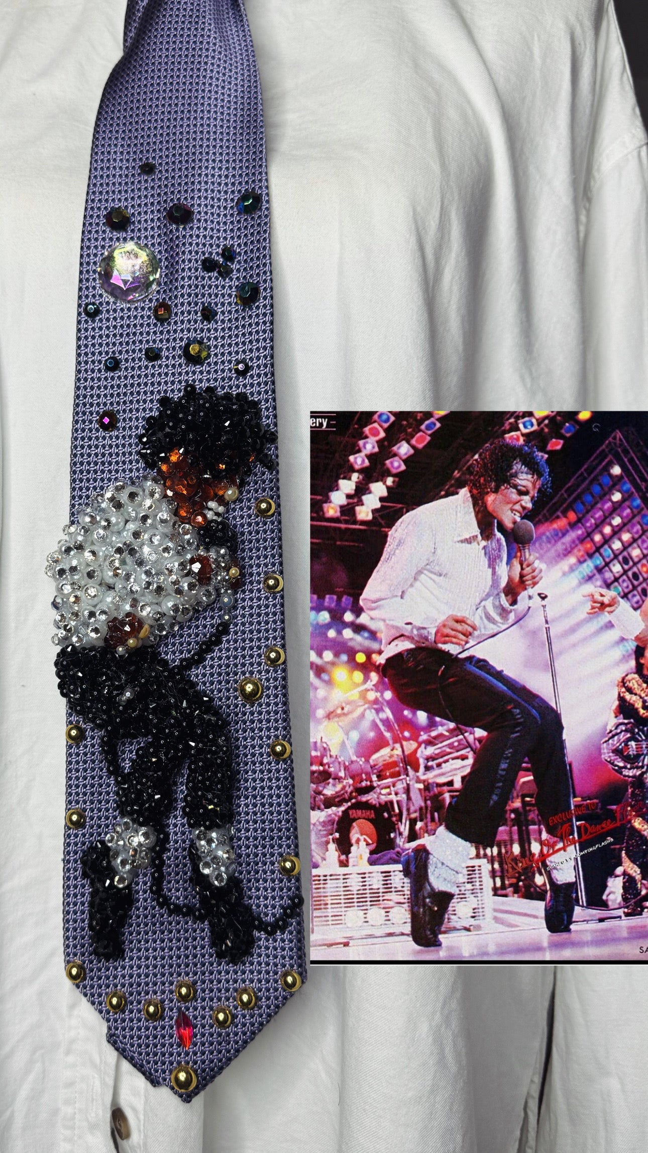 Purple Michael Jackson Doing Toe Stand Move On Victory Tour Jackson 5 1984 Tie