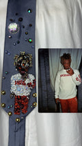 Cyan Blue Juice Wrld Backstage In Orange Pants Diamond Loc Era Tie