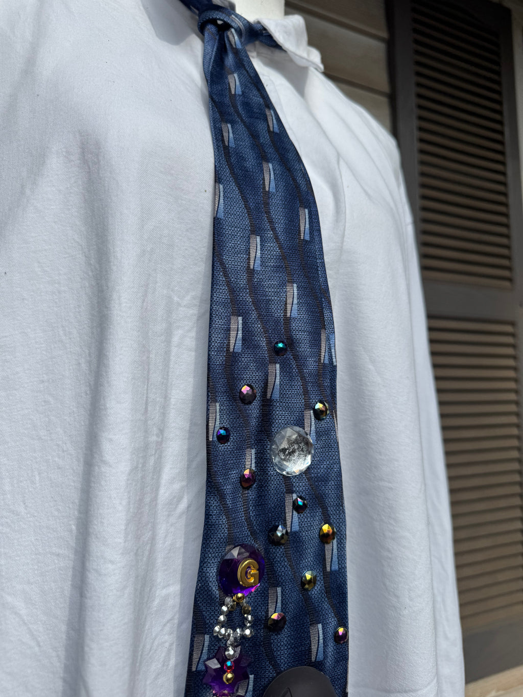 Navy Blue Symbiote Suite Spiderman Vs Sandman in the City Tie
