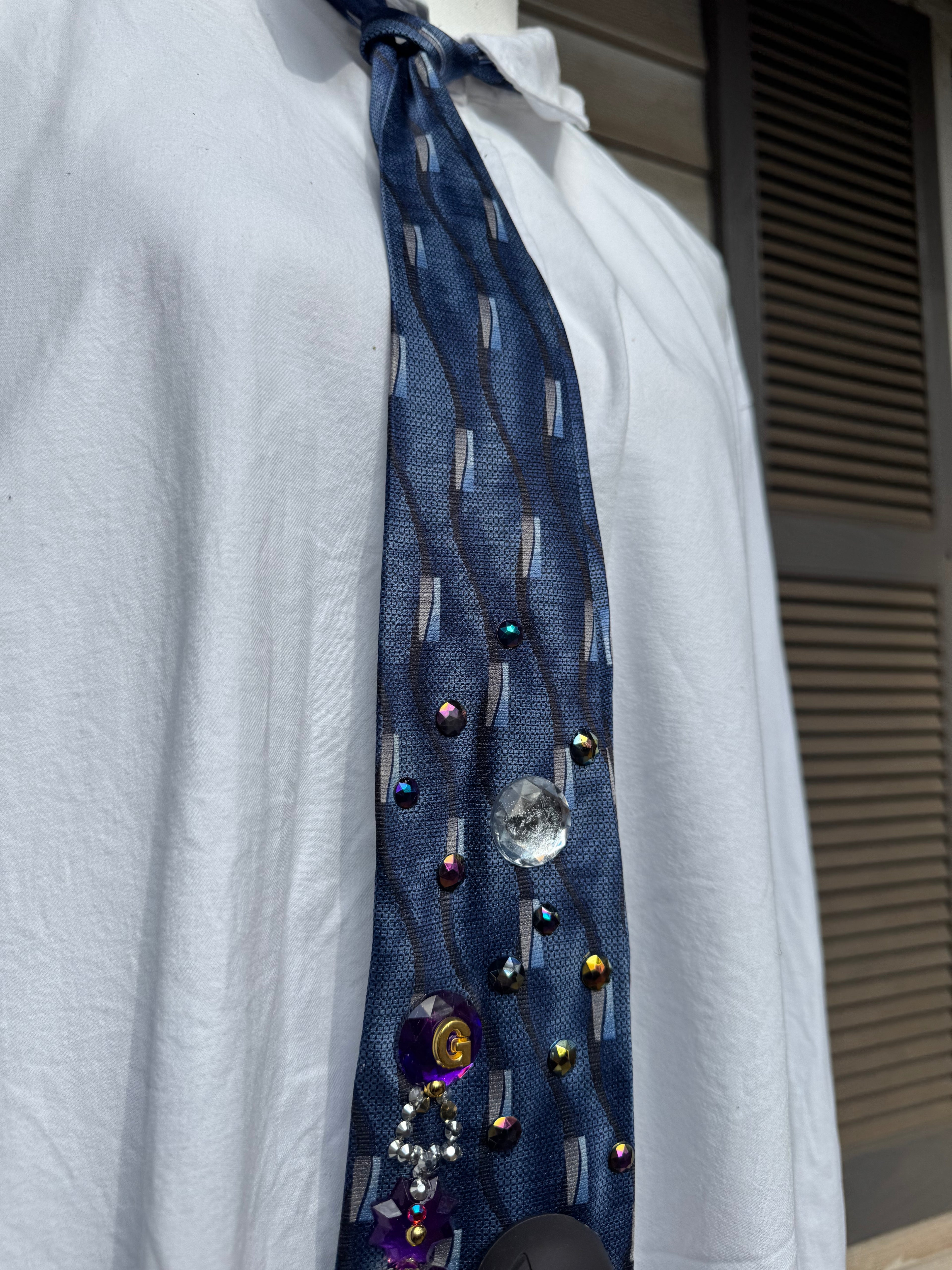 Navy Blue Symbiote Suite Spiderman Vs Sandman in the City Tie