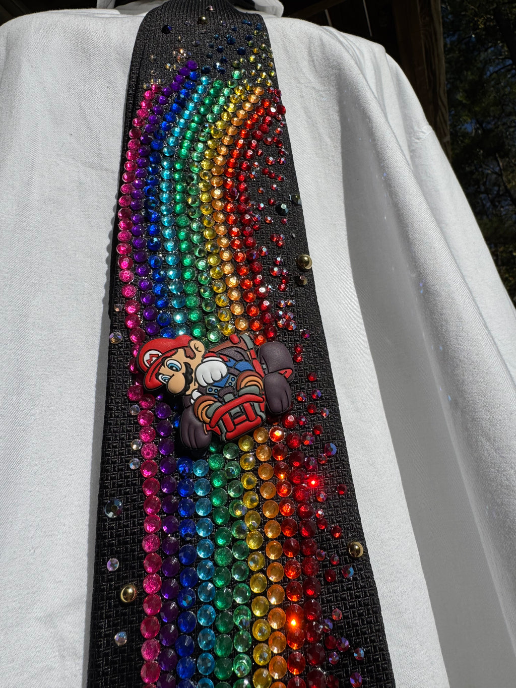 Black Kirby on Star Leaving Rainbow Road Stardust for Mario 200cc Video Game Tie