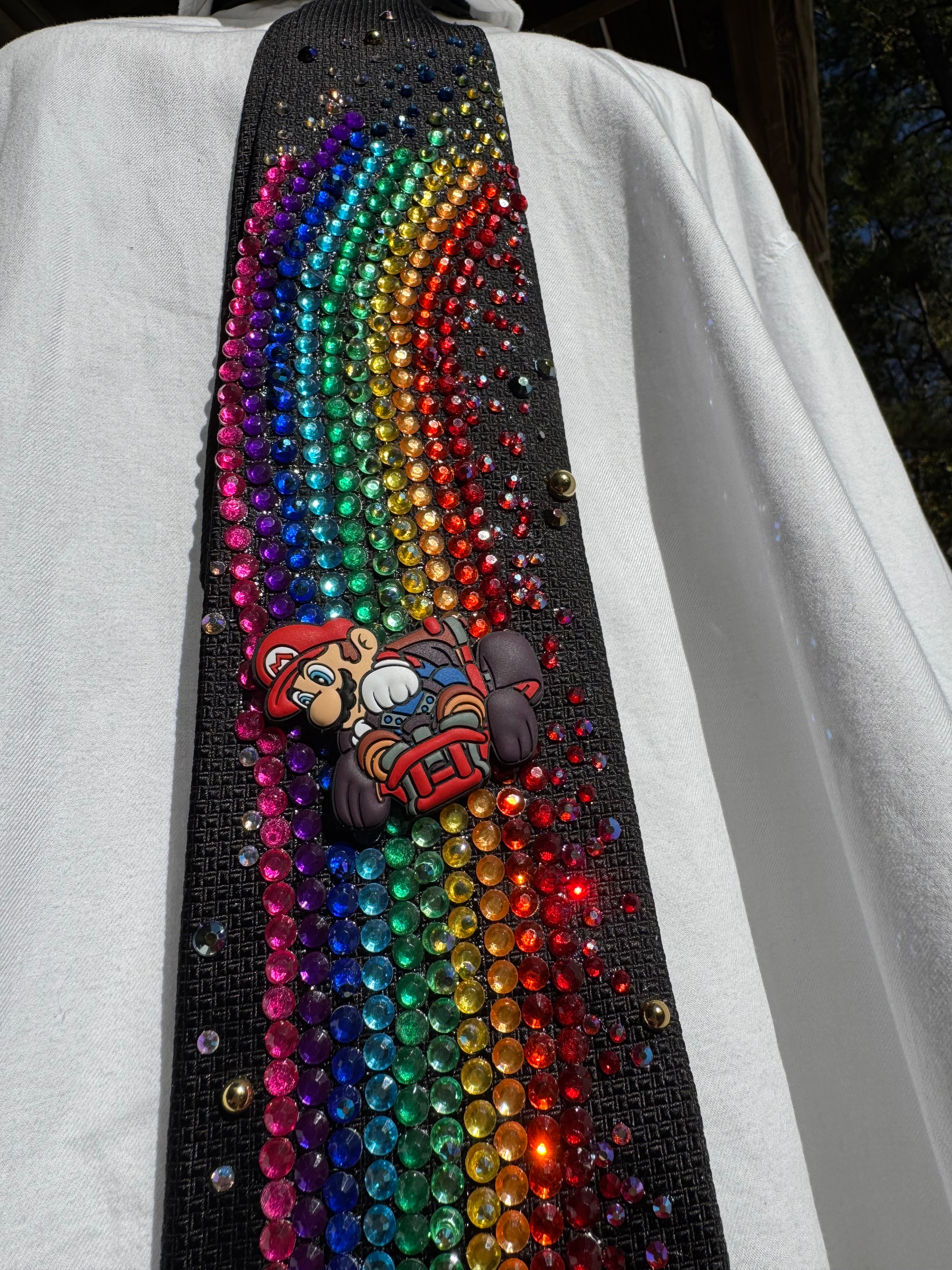 Black Kirby on Star Leaving Rainbow Road Stardust for Mario 200cc Video Game Tie