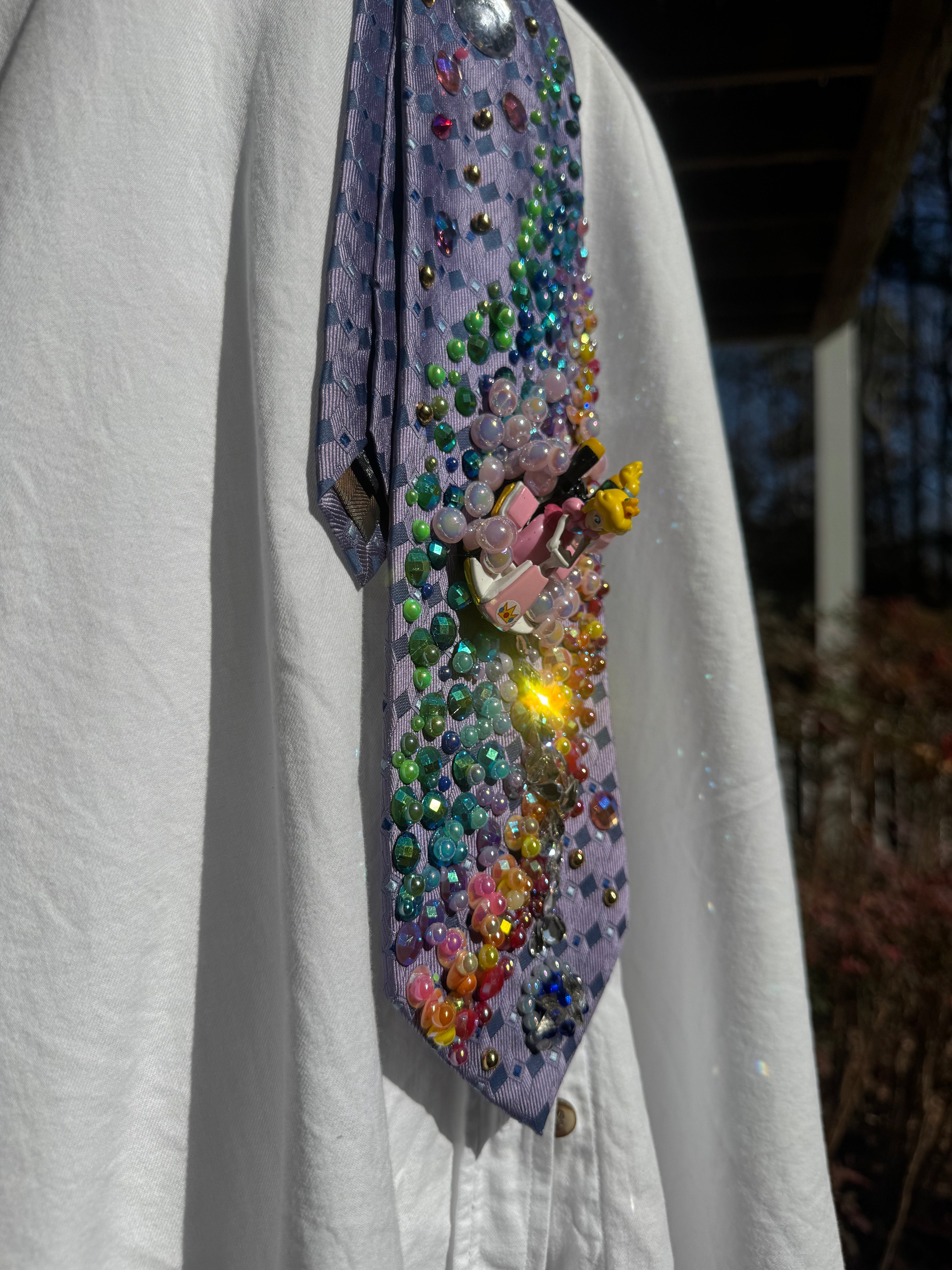 Purple Princess Peach Throwing Blue Shell on Rainbow Road 200cc Mario Kart Tie