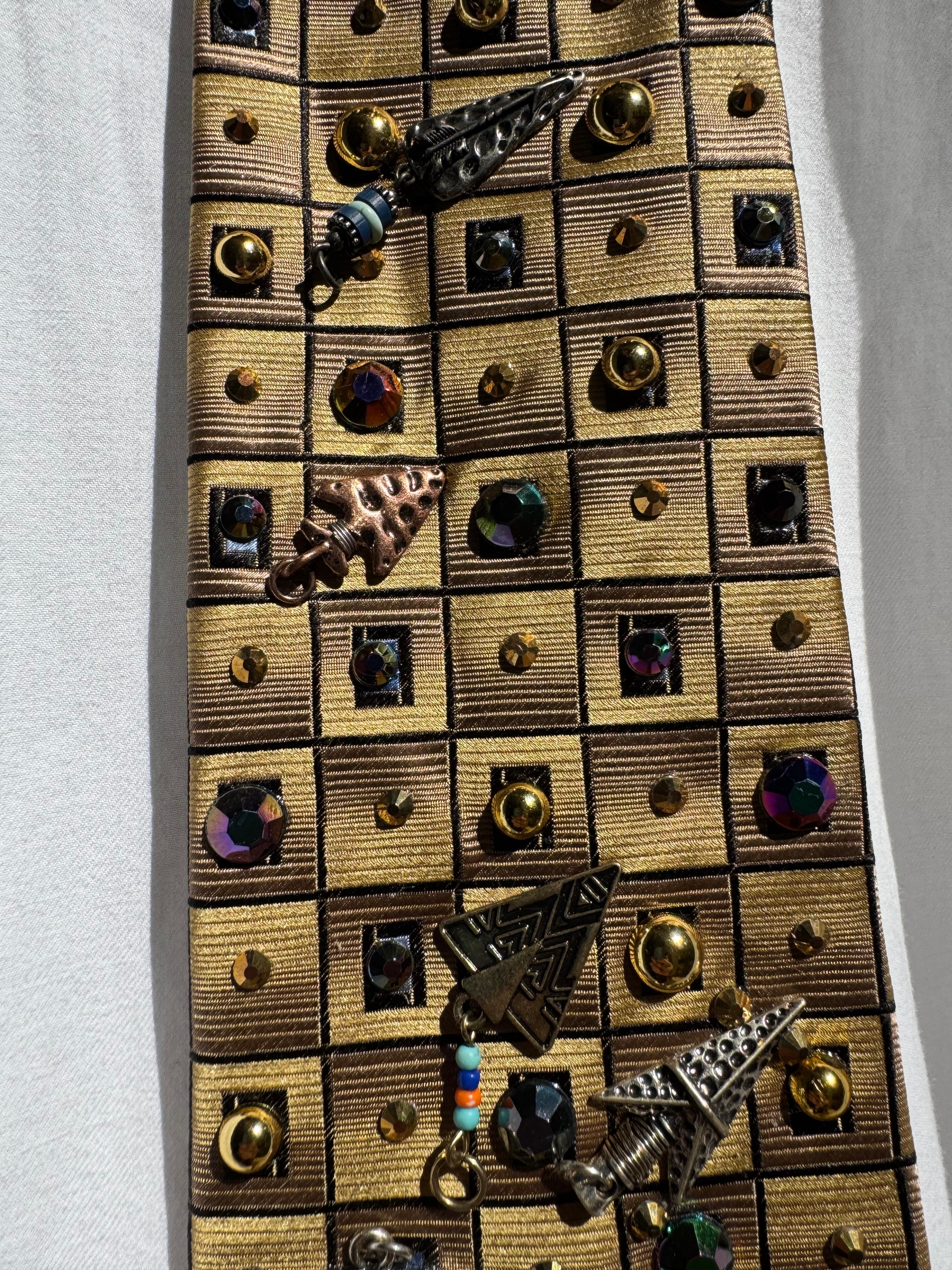 Gold Native Warrior Bow and Arrows Nature Royalty Tie