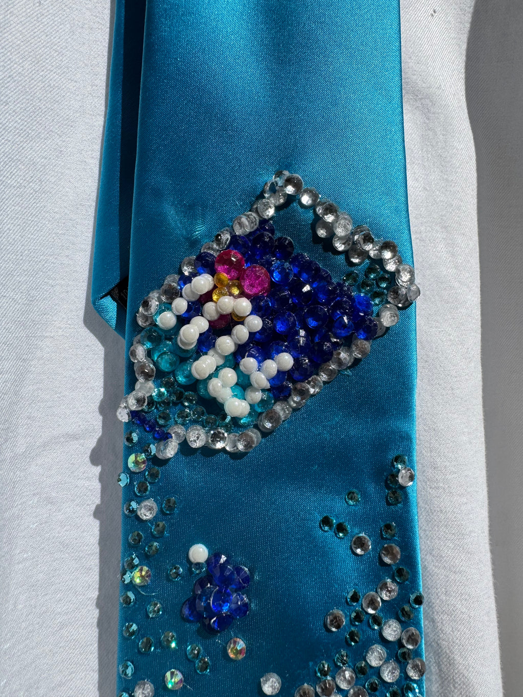 Sky Blue Silk Fiji Water Spilling Exotic Tie
