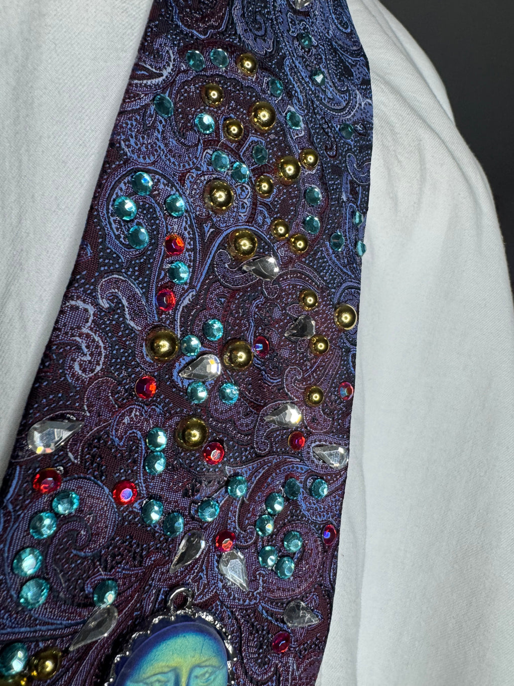 Blue and Red Paisley Neon Sun Royalty Tie