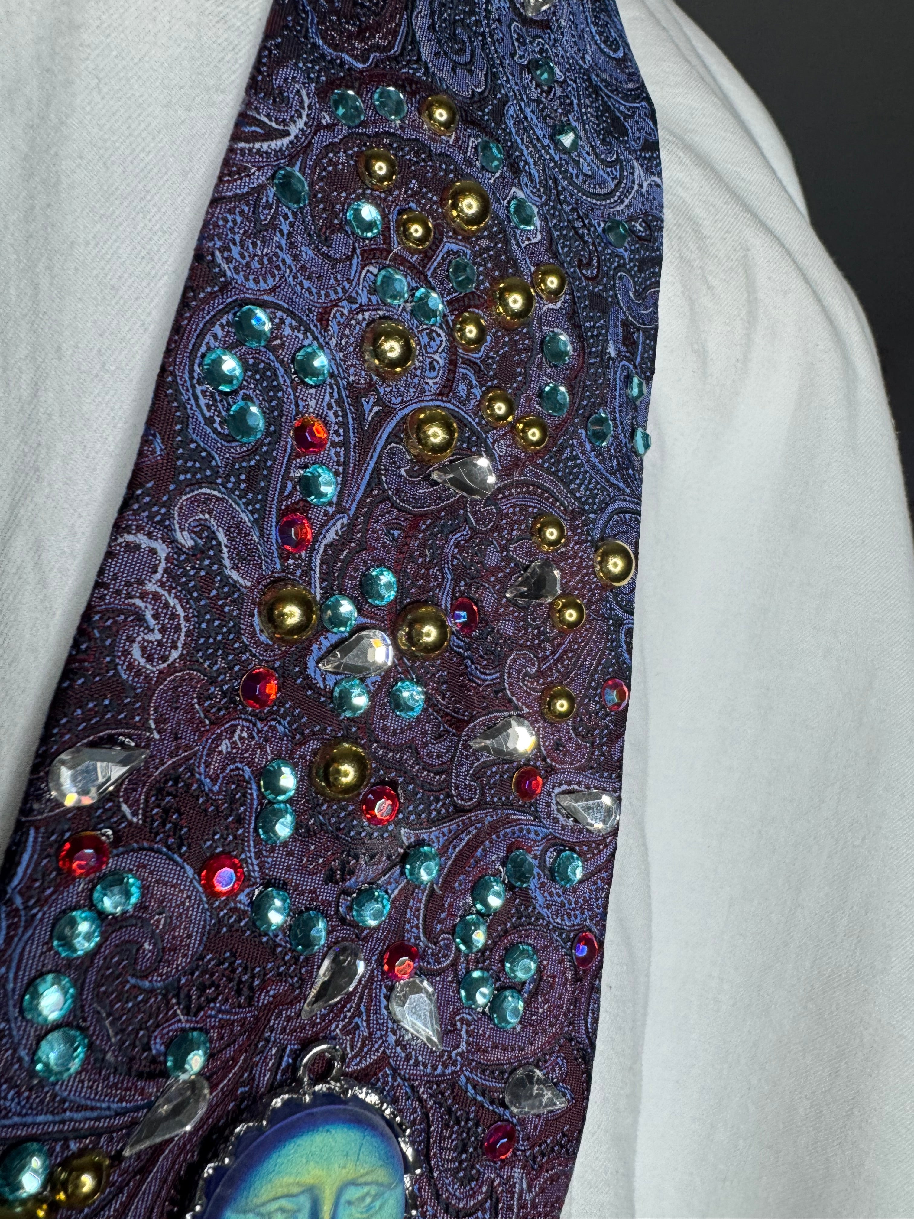 Blue and Red Paisley Neon Sun Royalty Tie