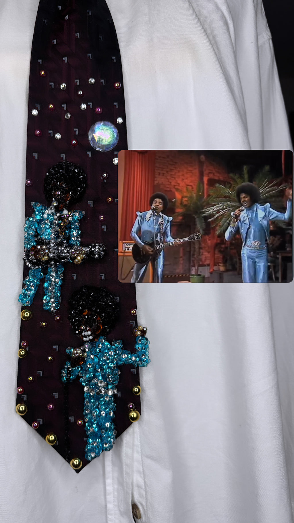Dark Red Teen Michael & Tito Jackson Performing “Show You the Way to Go” on Musikladen 1977 Jackson 5  Tie